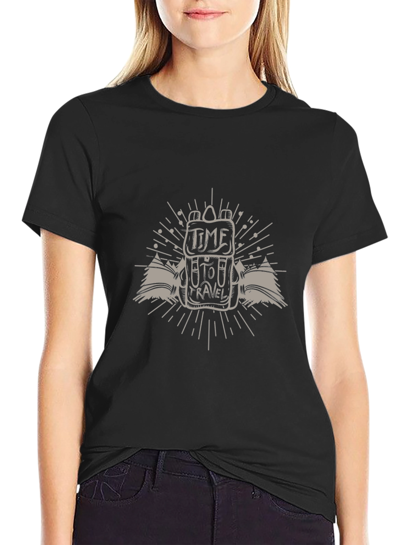 Time to Travel Graphic Tee - Black Casual T-Shirt