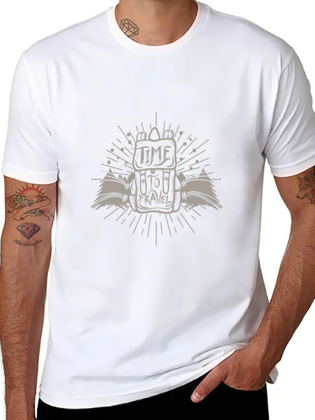 Time to Travel Graphic Tee - Black Casual T-Shirt