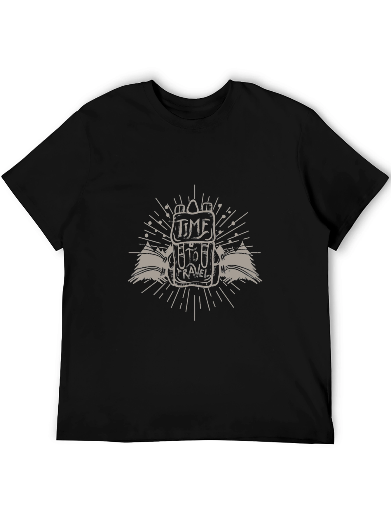 Time to Travel Graphic Tee - Black Casual T-Shirt