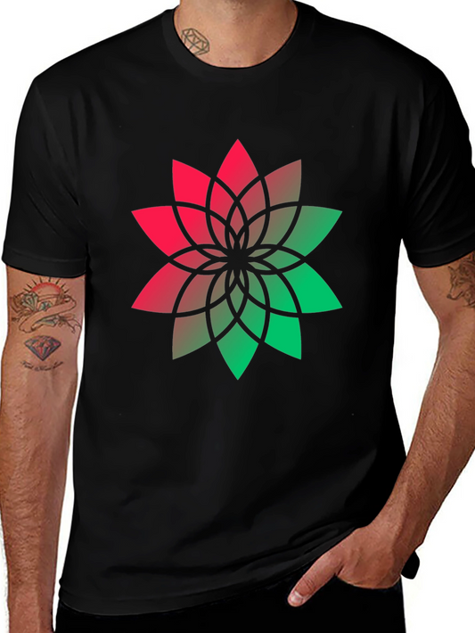 Geometric Flower Graphic Tee - Modern Style