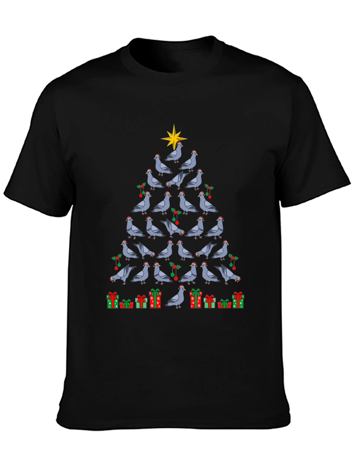 Pigeon Christmas Tree Graphic T-Shirt