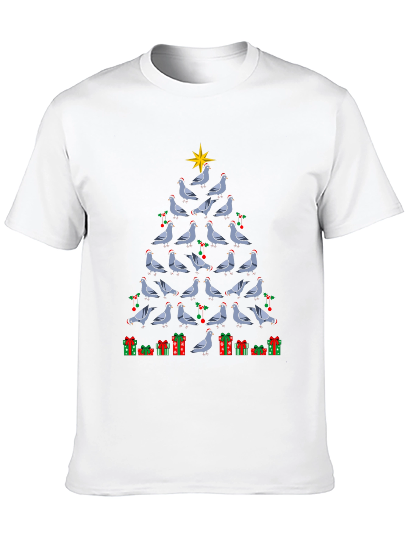 Pigeon Christmas Tree Graphic T-Shirt