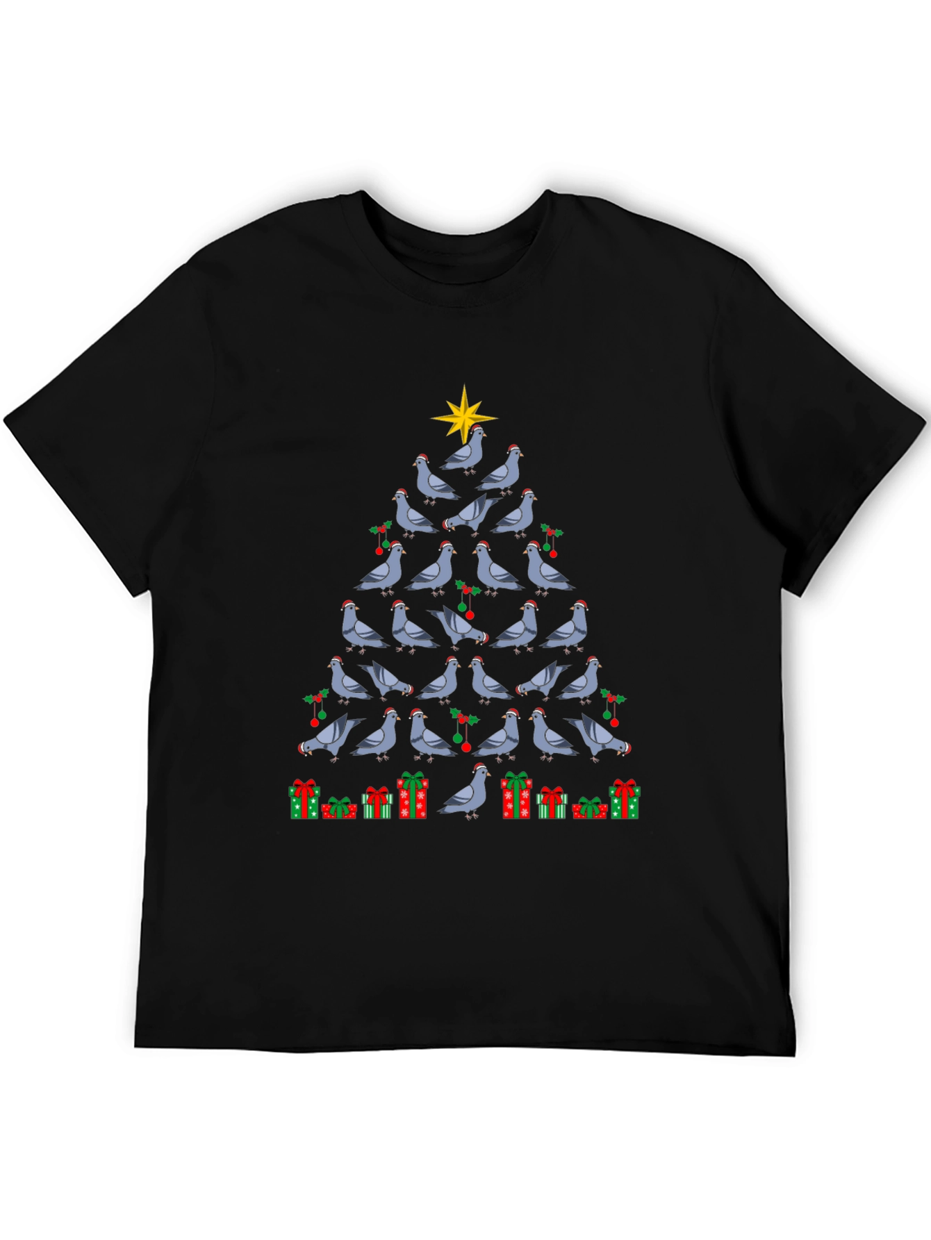 Pigeon Christmas Tree Graphic T-Shirt