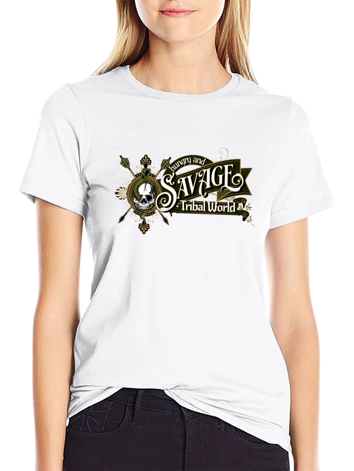 Hungry and Savage Tribal World Graphic T-Shirt