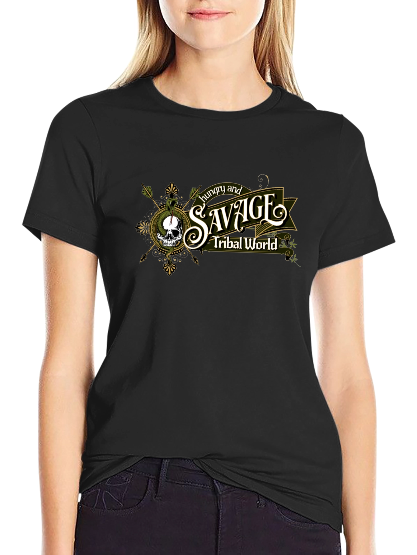 Hungry and Savage Tribal World Graphic T-Shirt