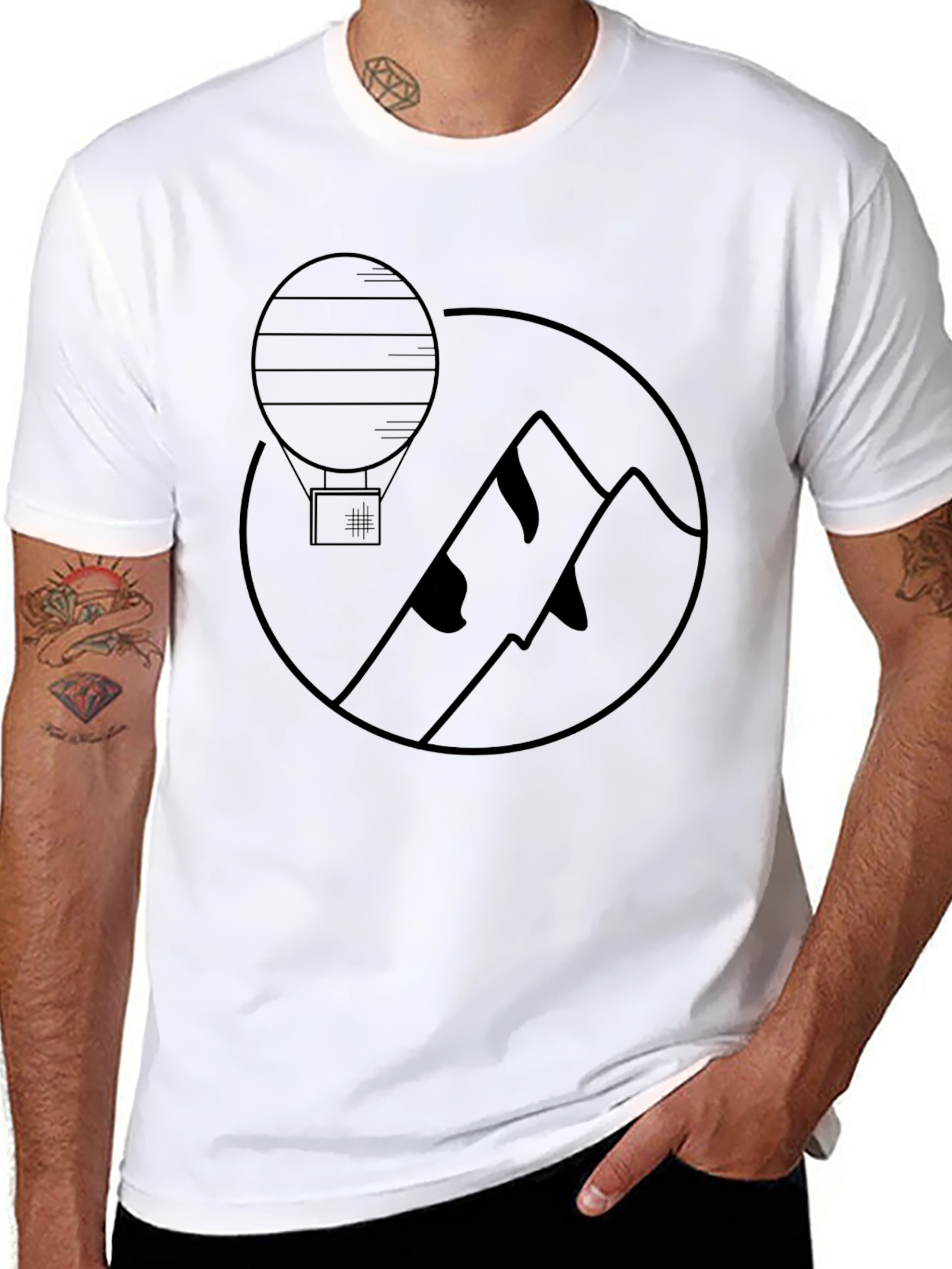 Mountain Balloon Graphic Tee - Black