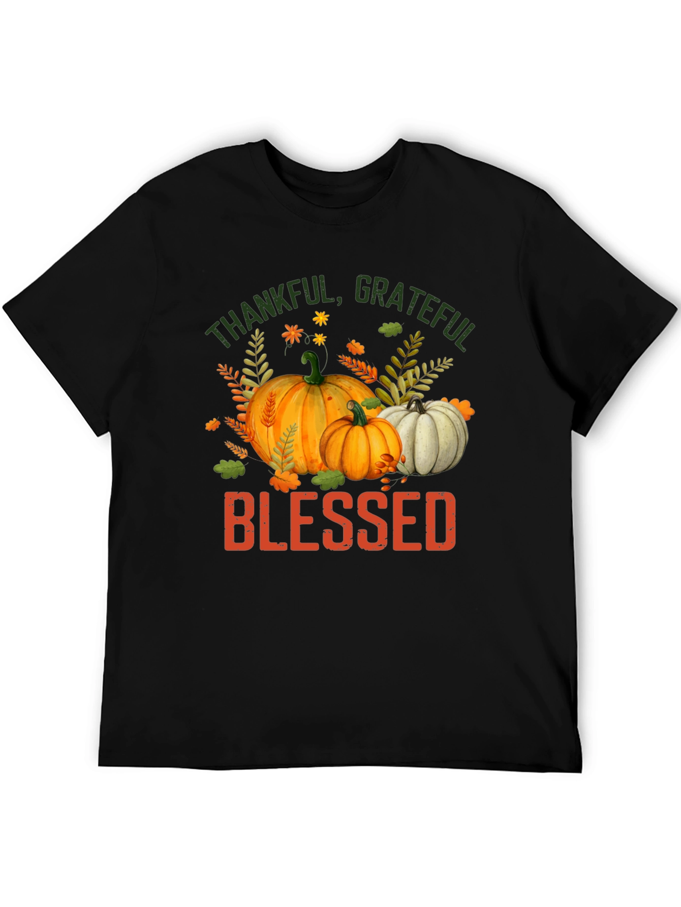 Thankful Grateful Blessed Pumpkin Fall T-Shirt
