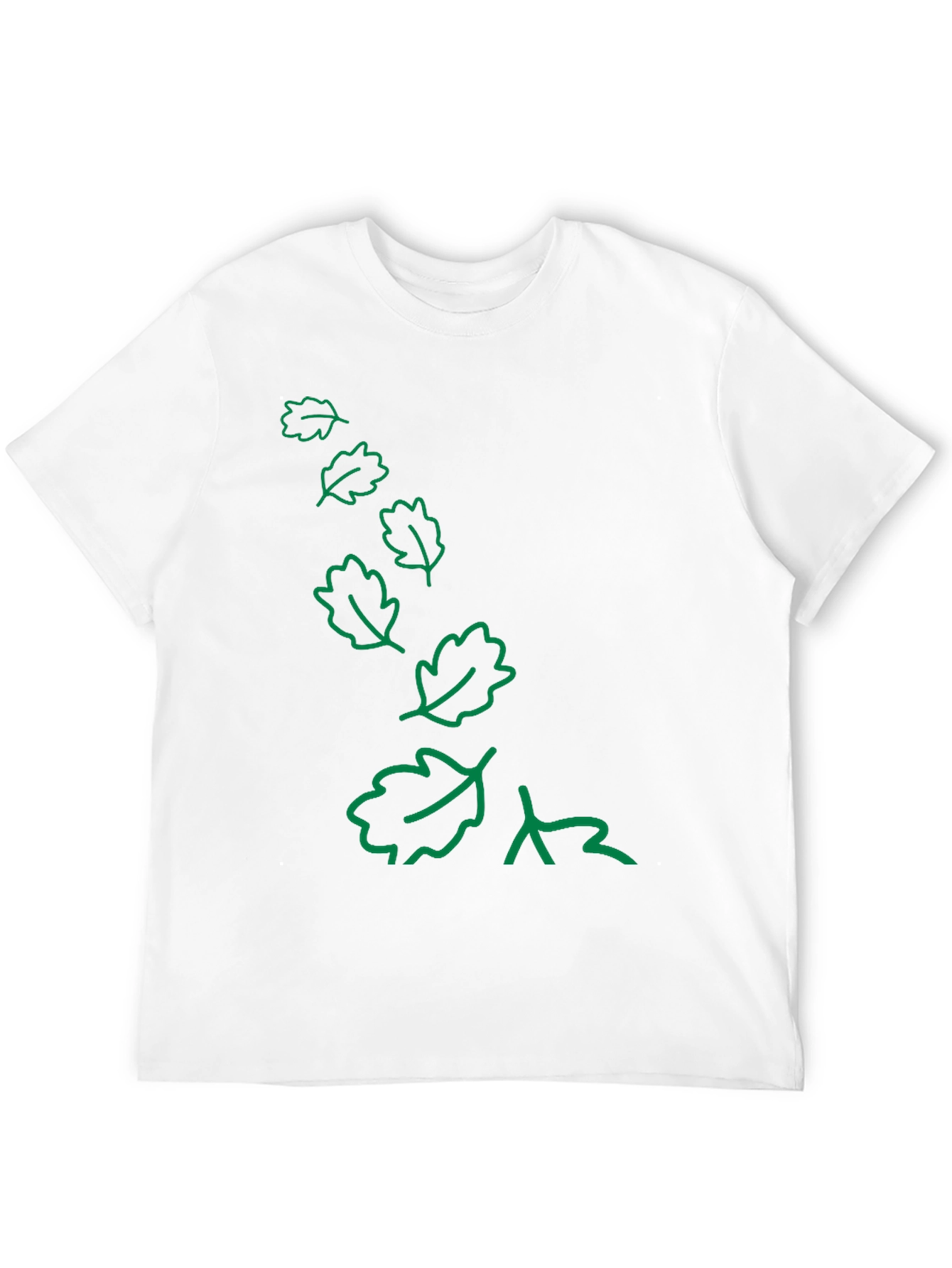 Nature Inspired Black T-Shirt with Green Leaf Design