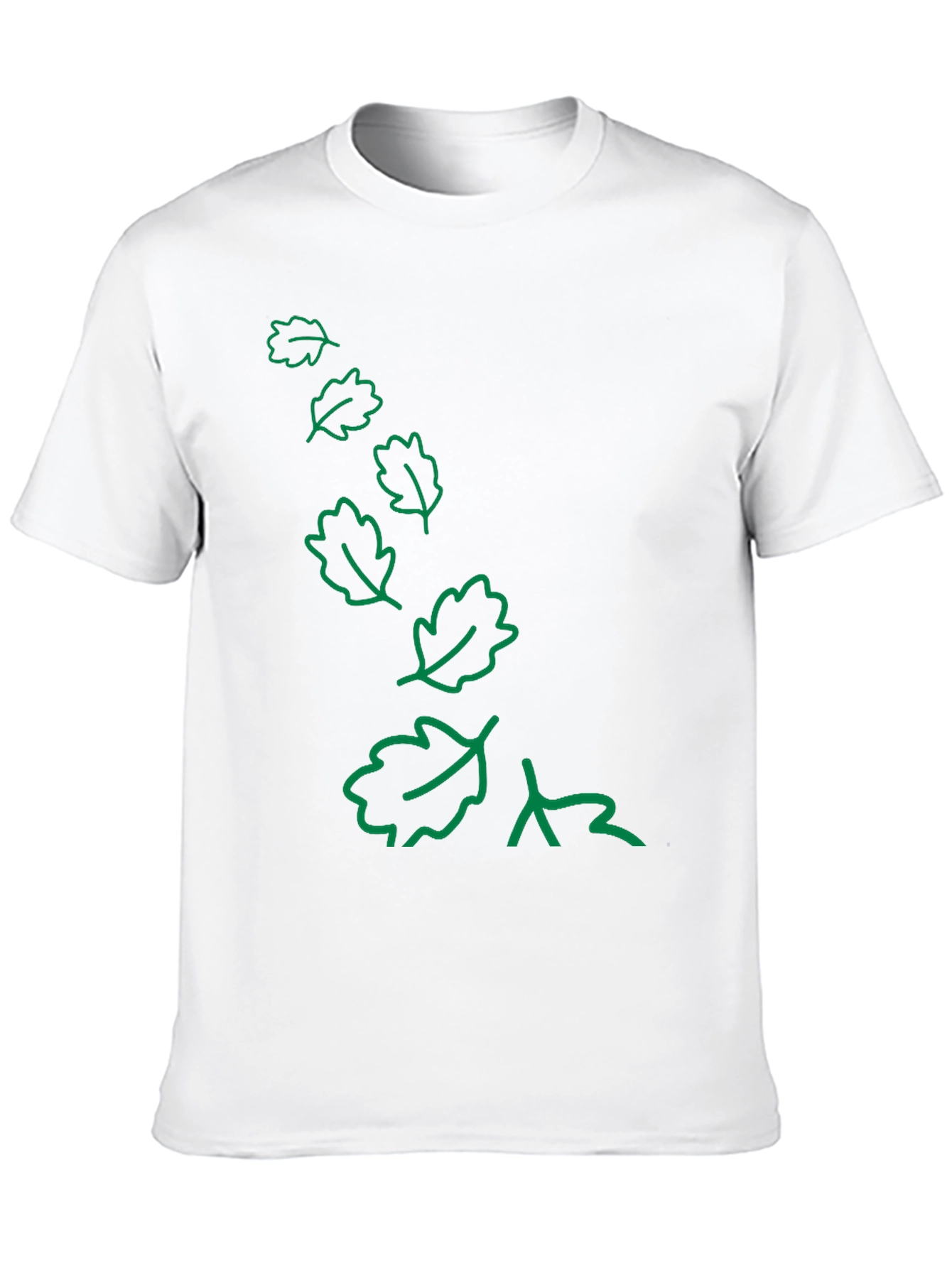 Nature Inspired Black T-Shirt with Green Leaf Design
