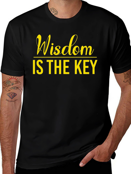 Wisdom is the Key Graphic Tee - Stylish Black T-Shirt