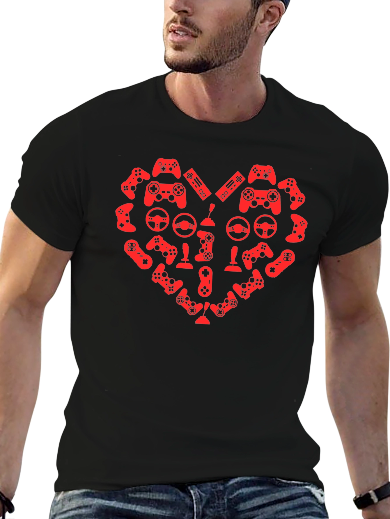 Gamer Heart T-Shirt - Red Game Controller Design