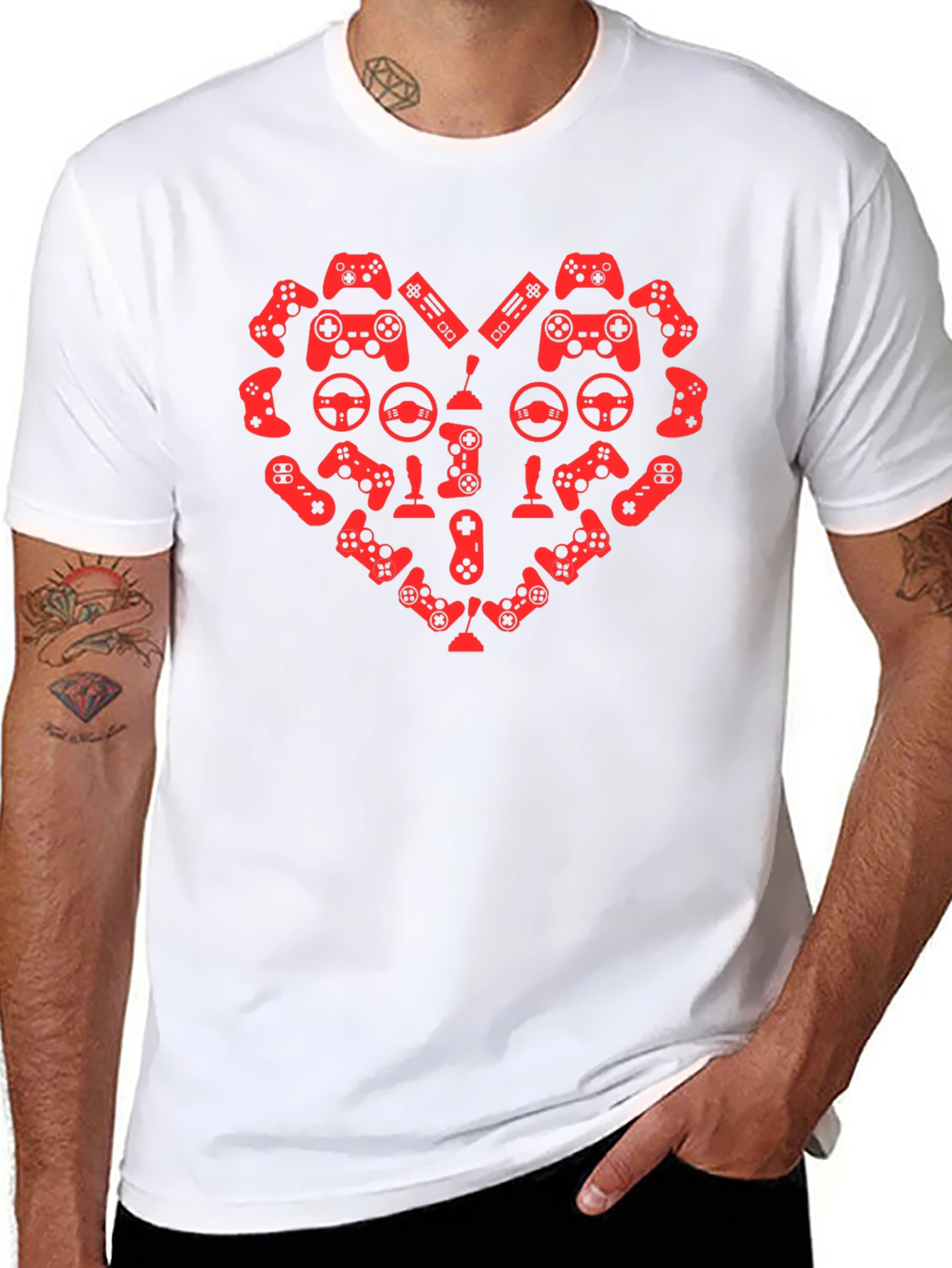 Gamer Heart T-Shirt - Red Game Controller Design