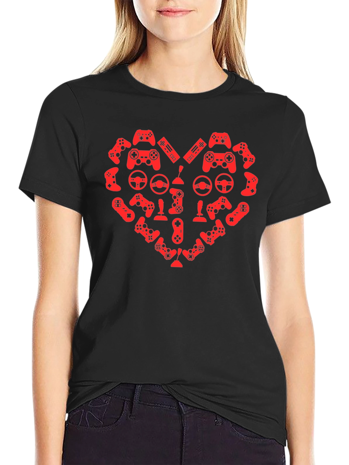 Gamer Heart T-Shirt - Red Game Controller Design