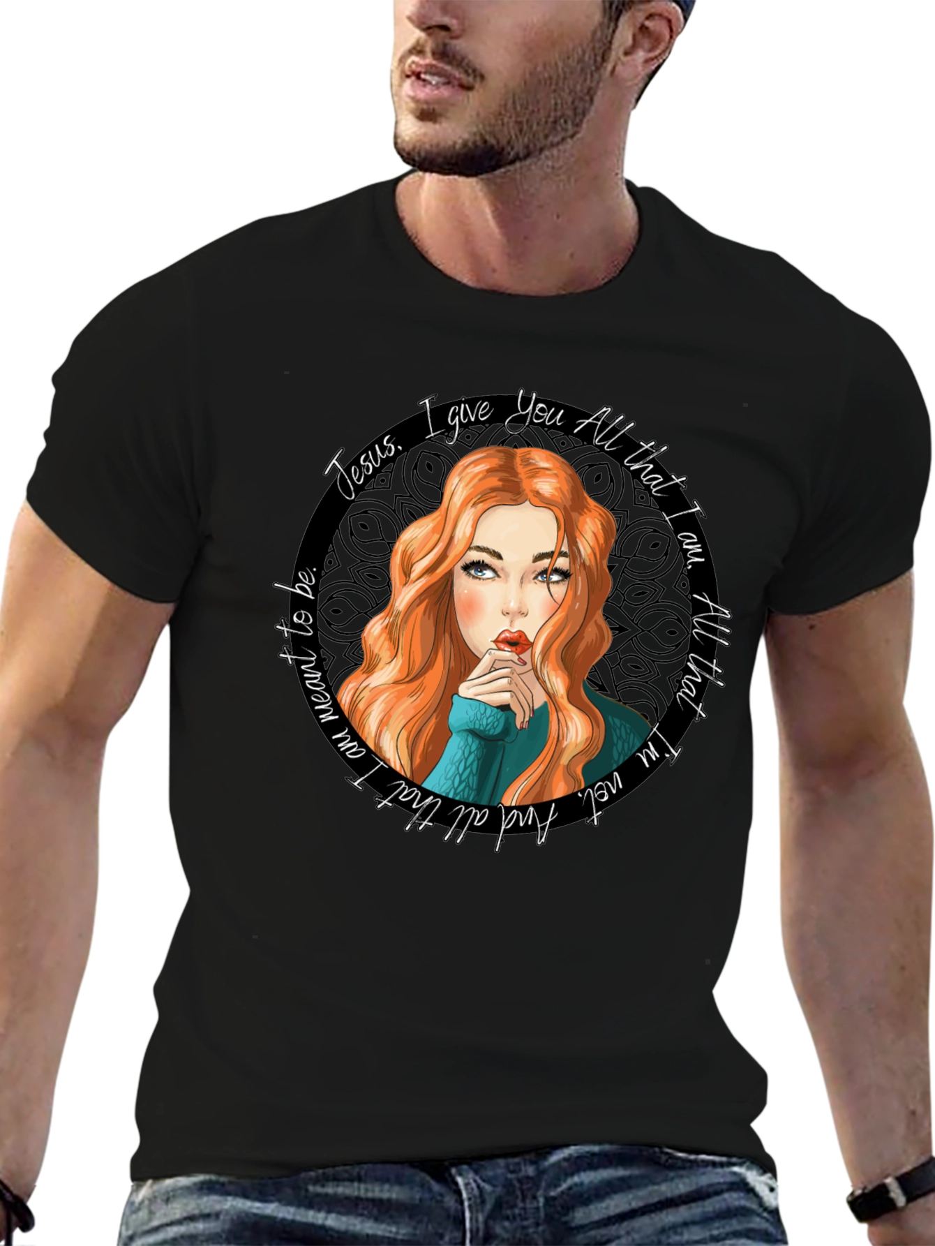 Jesus I Give You All Black Graphic Tee