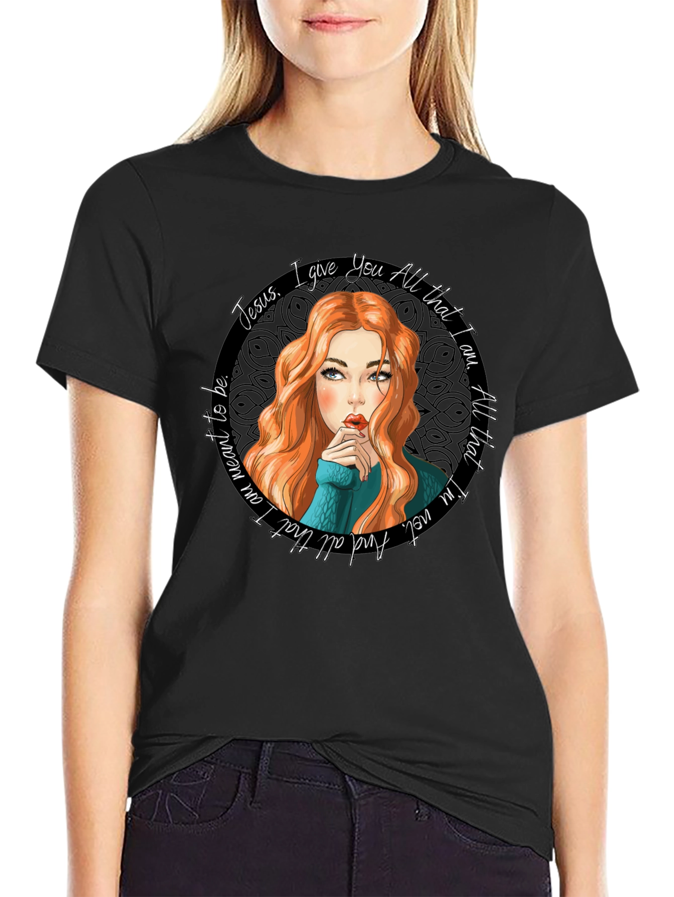 Jesus I Give You All Black Graphic Tee