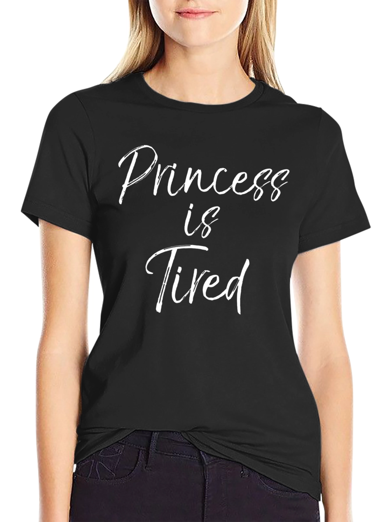 Princess Is Tired Black Cotton T-Shirt