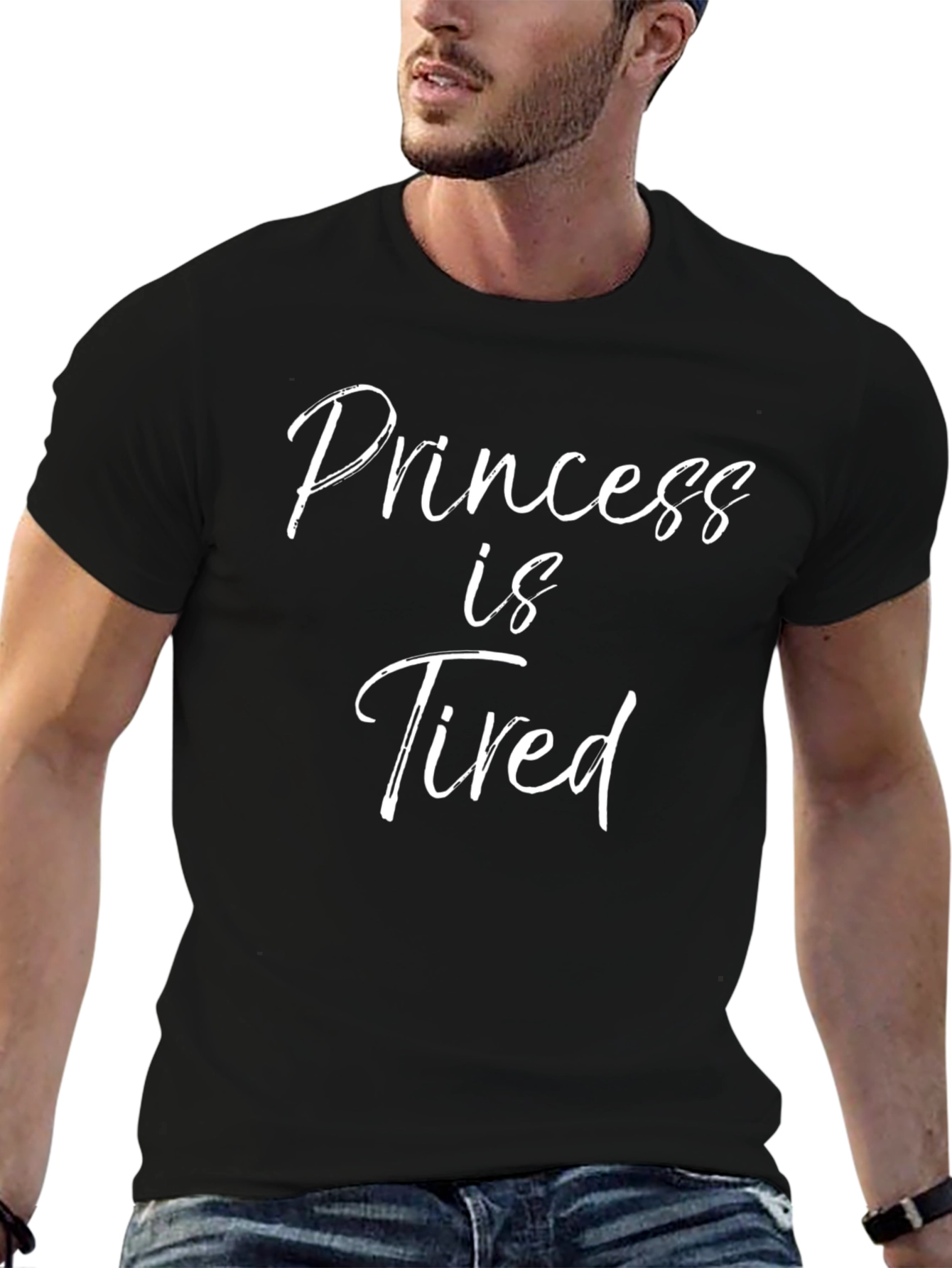 Princess Is Tired Black Cotton T-Shirt