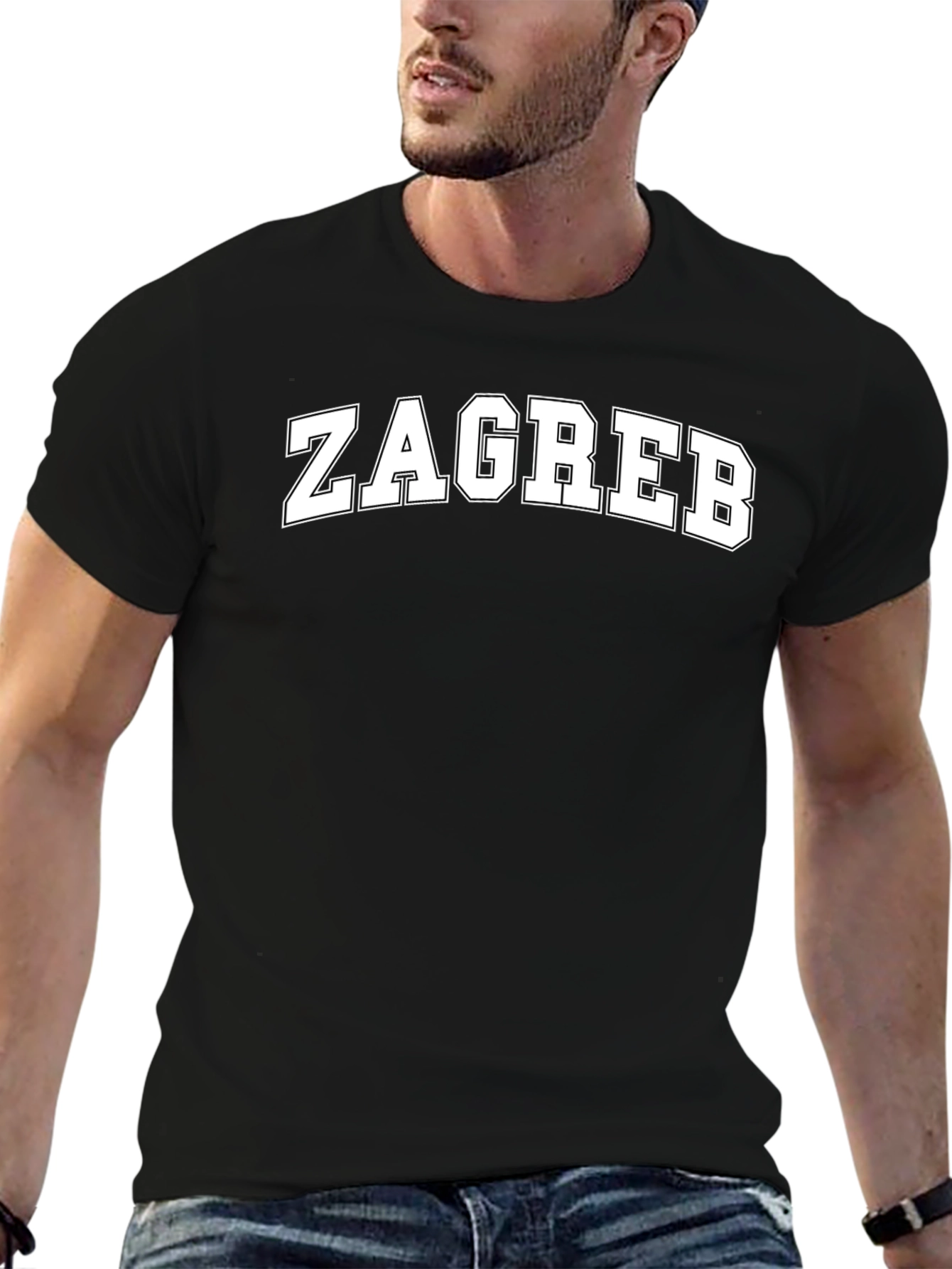 Zagreb T-Shirt - Retro Style Black Tee