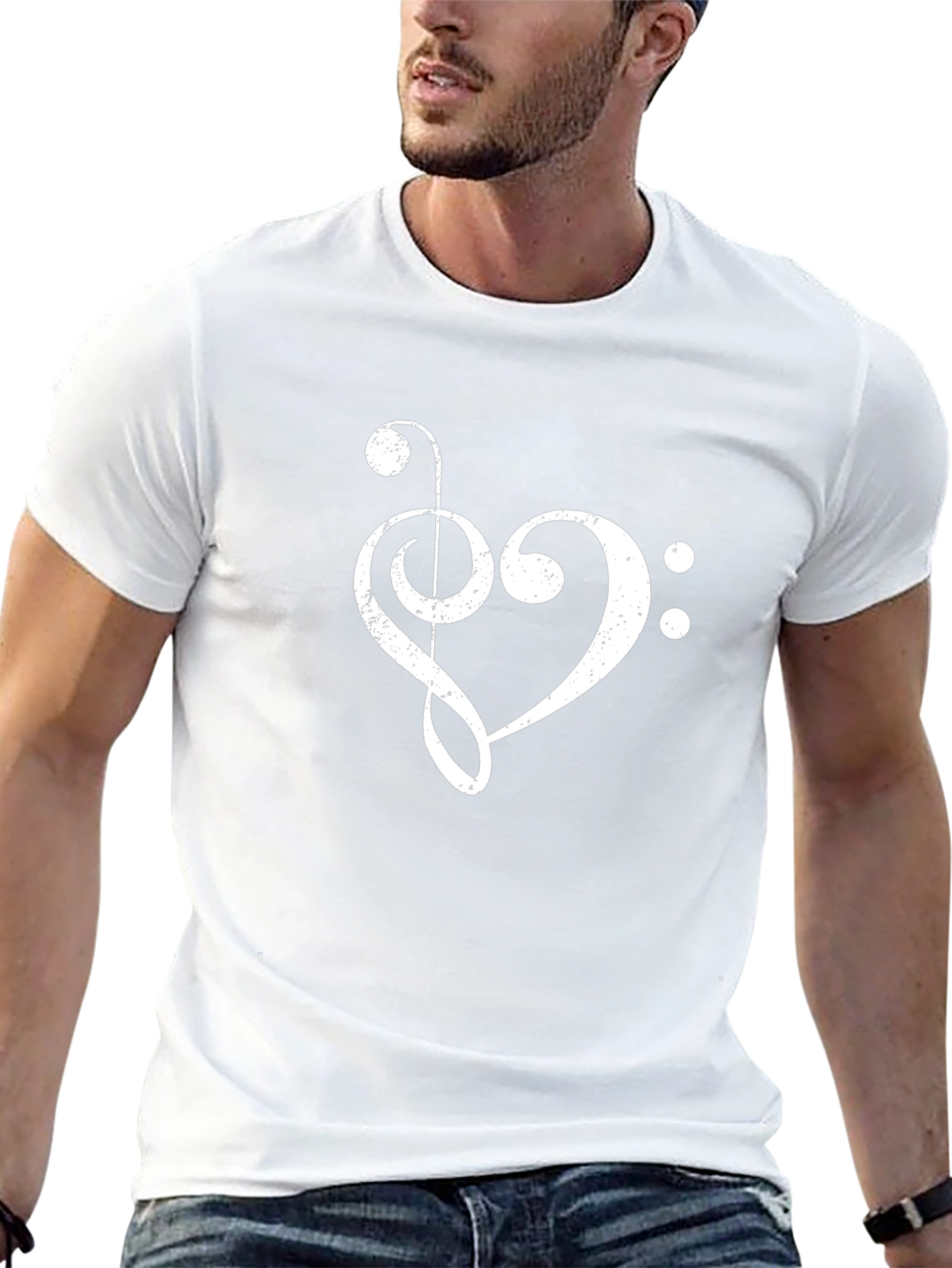 Musical Heart T-Shirt - Unique Bass Clef Design
