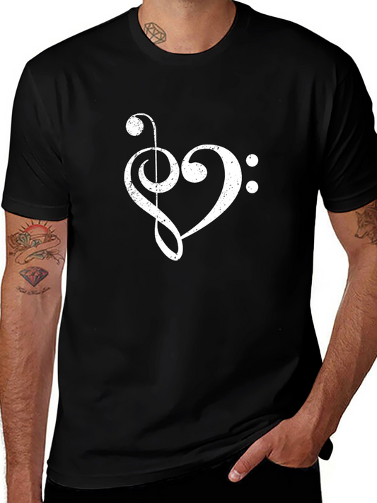 Musical Heart T-Shirt - Unique Bass Clef Design