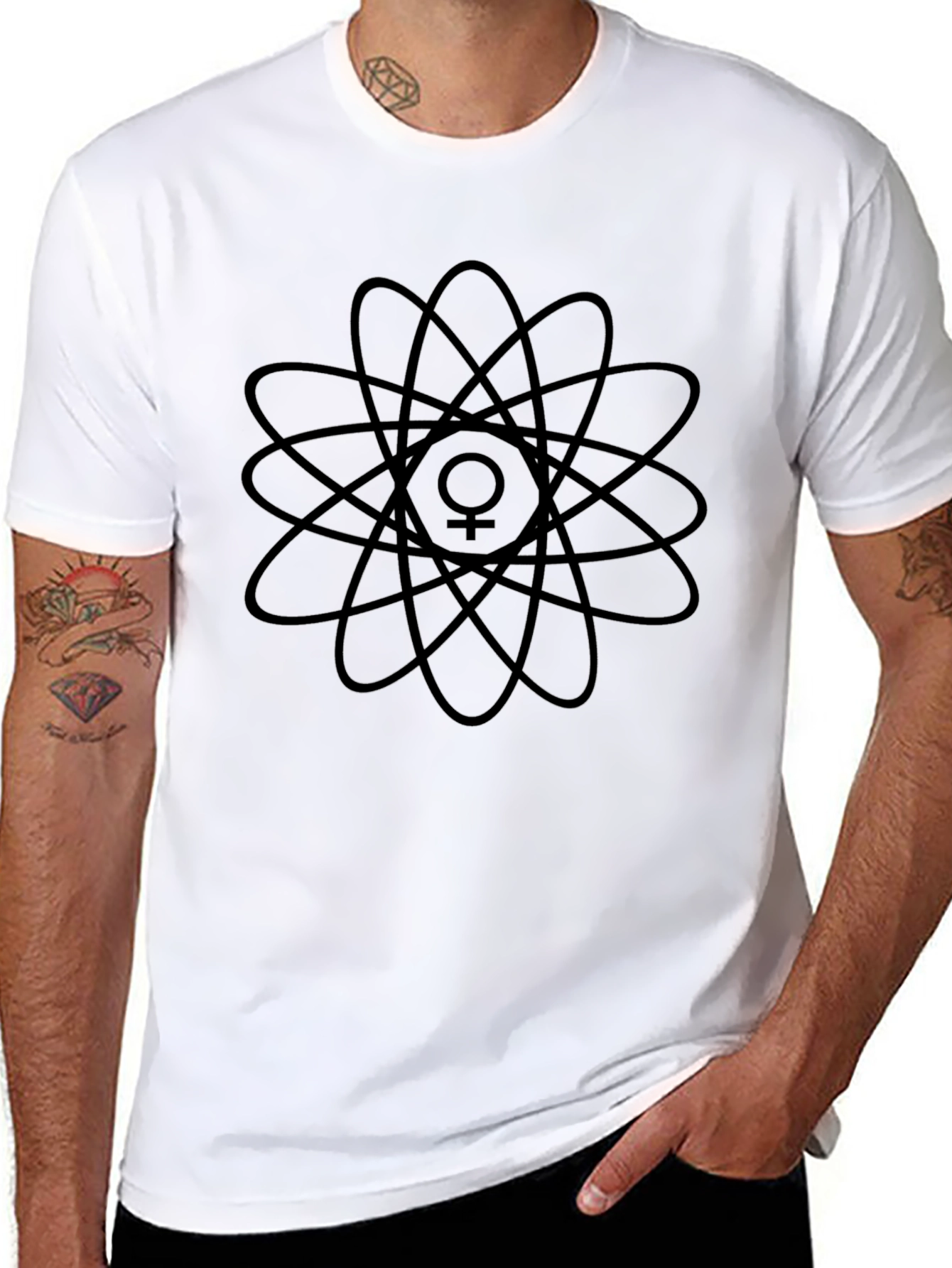Feminist Atom Black T-Shirt - Science & Empowerment!