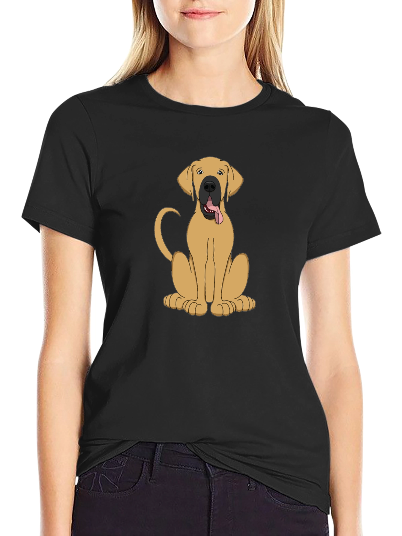 Dog Cartoon Print Tee - Black Unisex T-Shirt