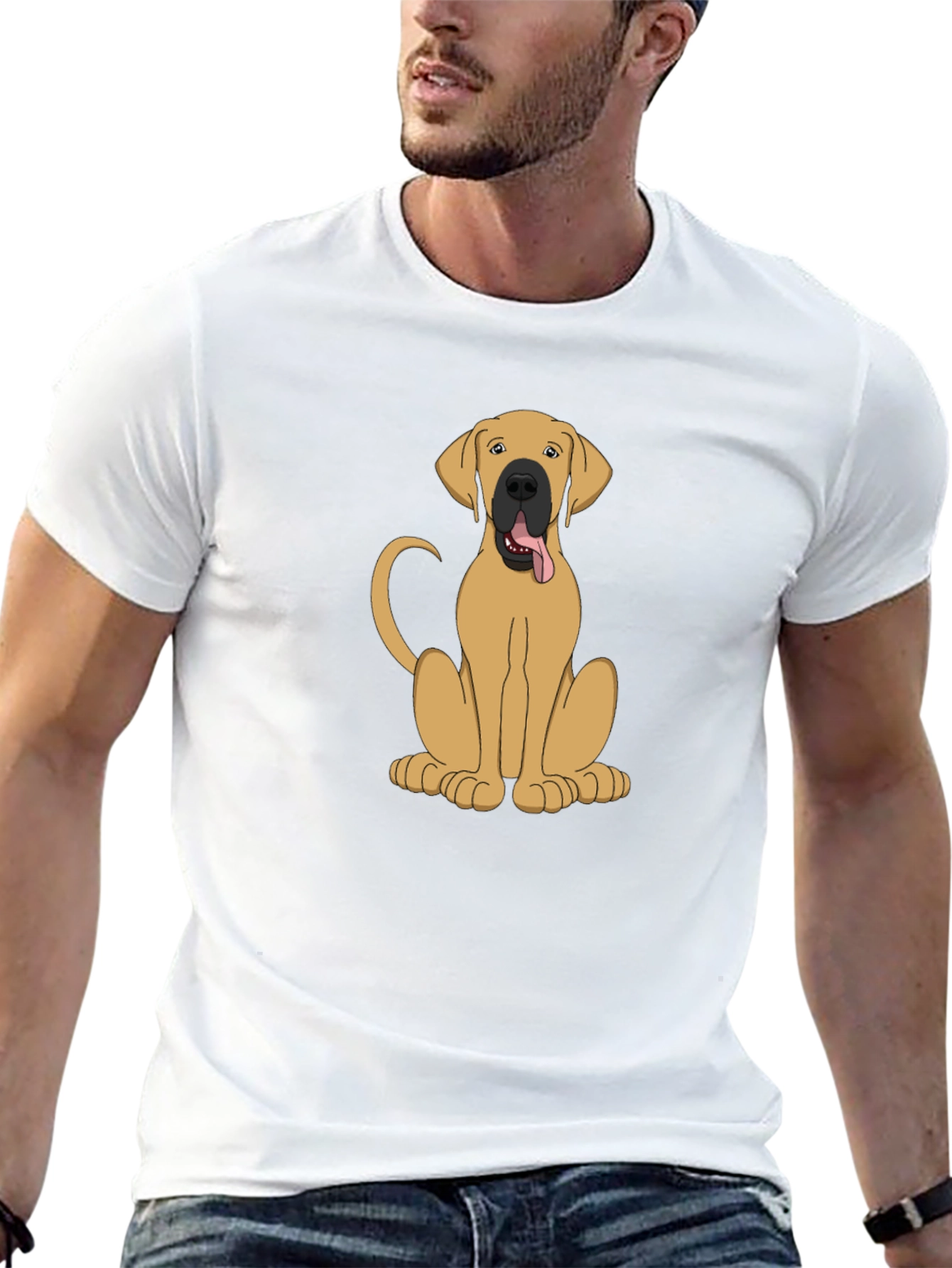 Dog Cartoon Print Tee - Black Unisex T-Shirt