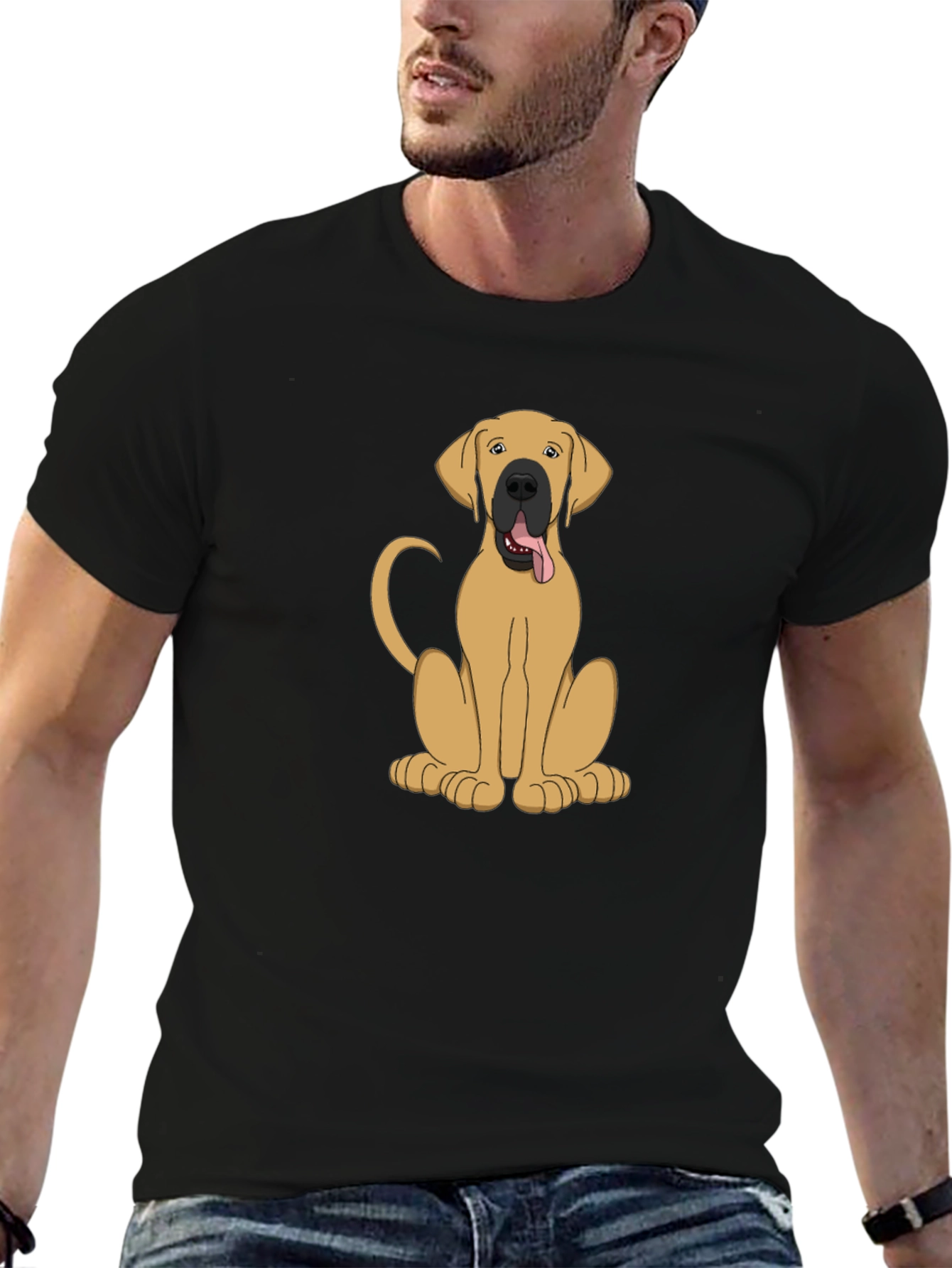 Dog Cartoon Print Tee - Black Unisex T-Shirt