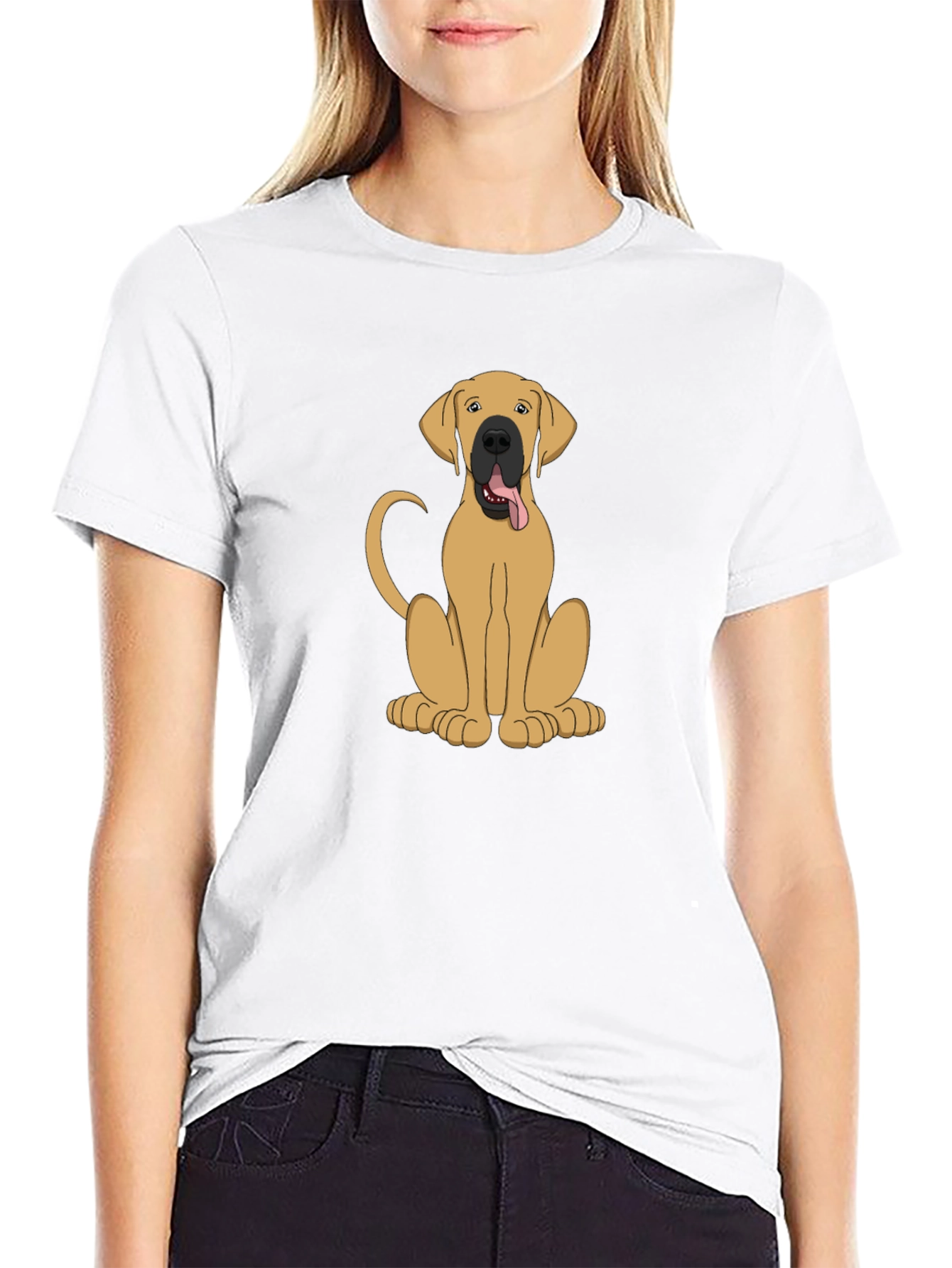 Dog Cartoon Print Tee - Black Unisex T-Shirt