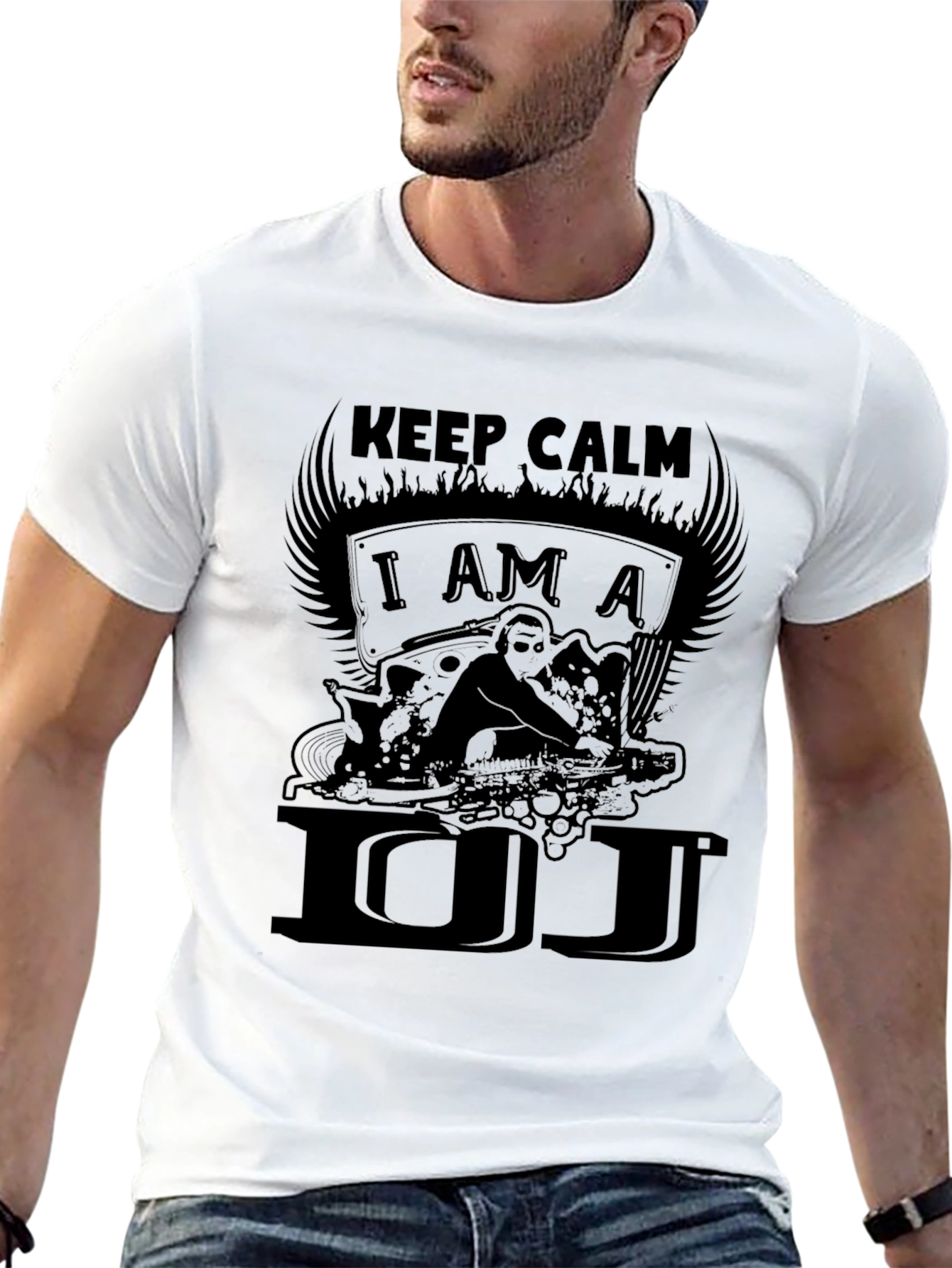 Keep Calm I Am A DJ Black Graphic T-Shirt
