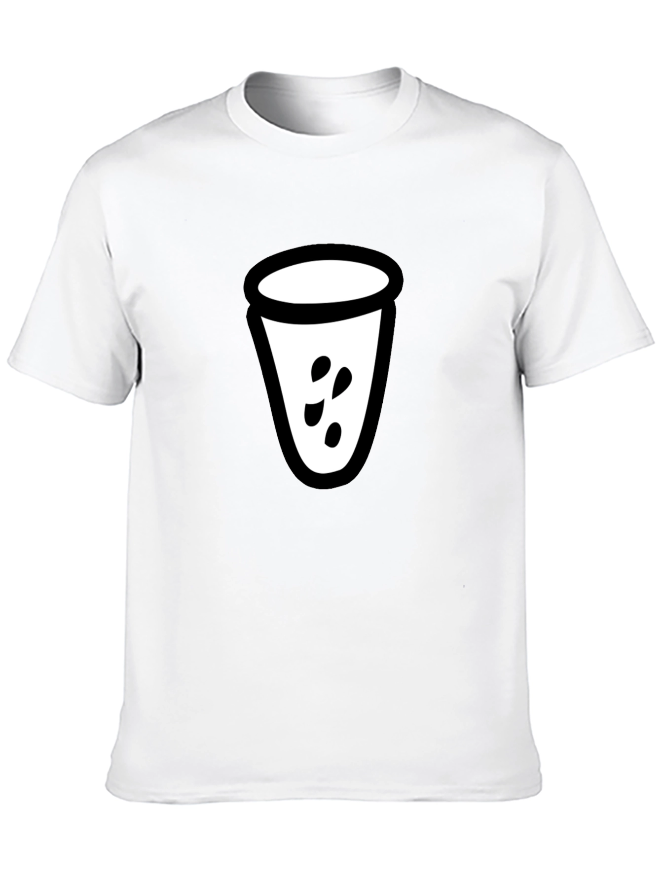 Mens Black T-Shirt with White Cup Graphic