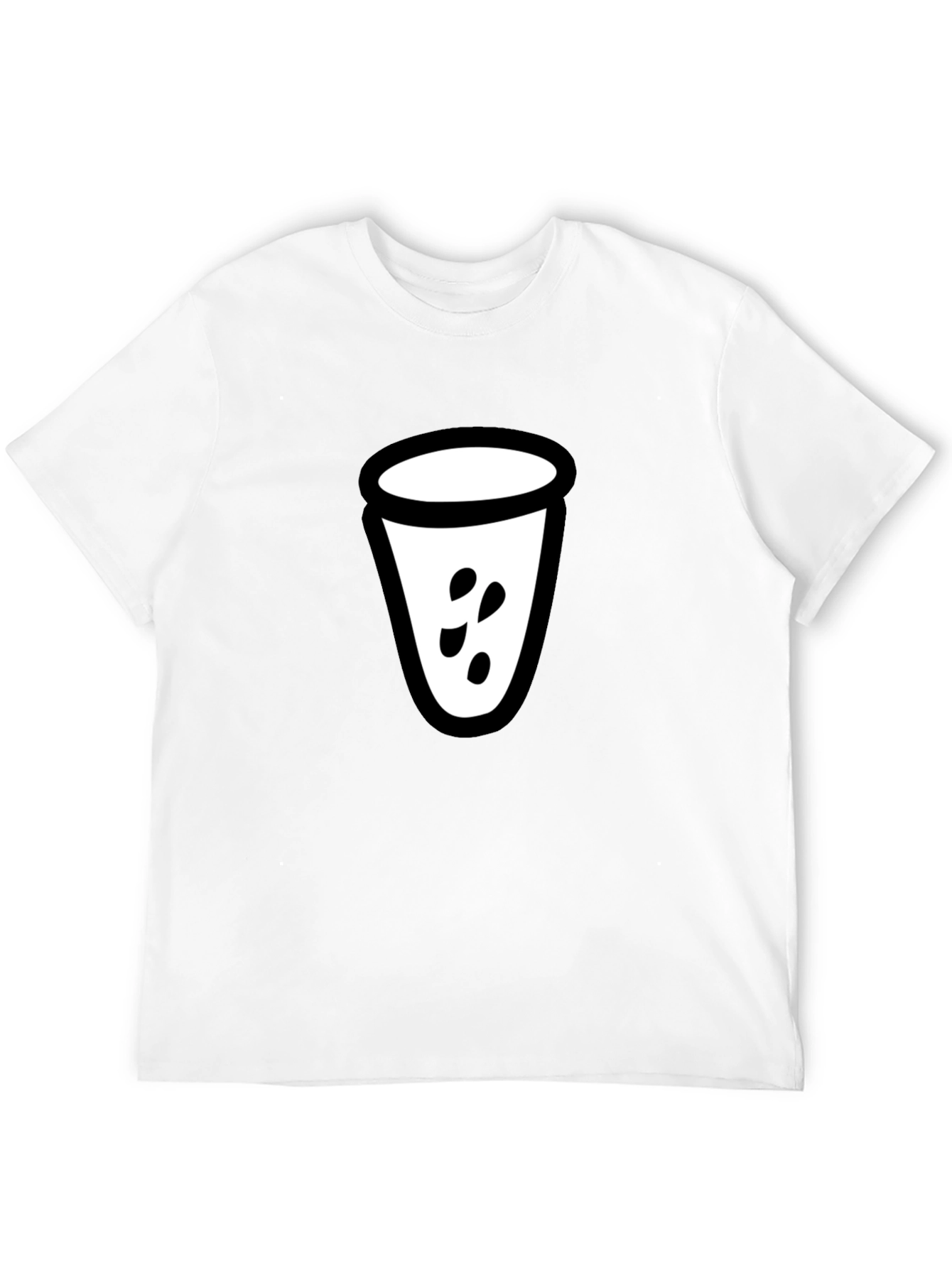 Mens Black T-Shirt with White Cup Graphic