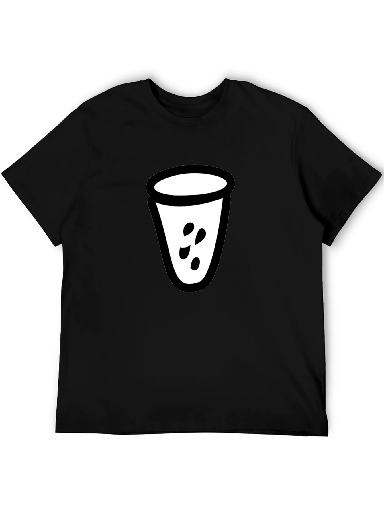 Mens Black T-Shirt with White Cup Graphic