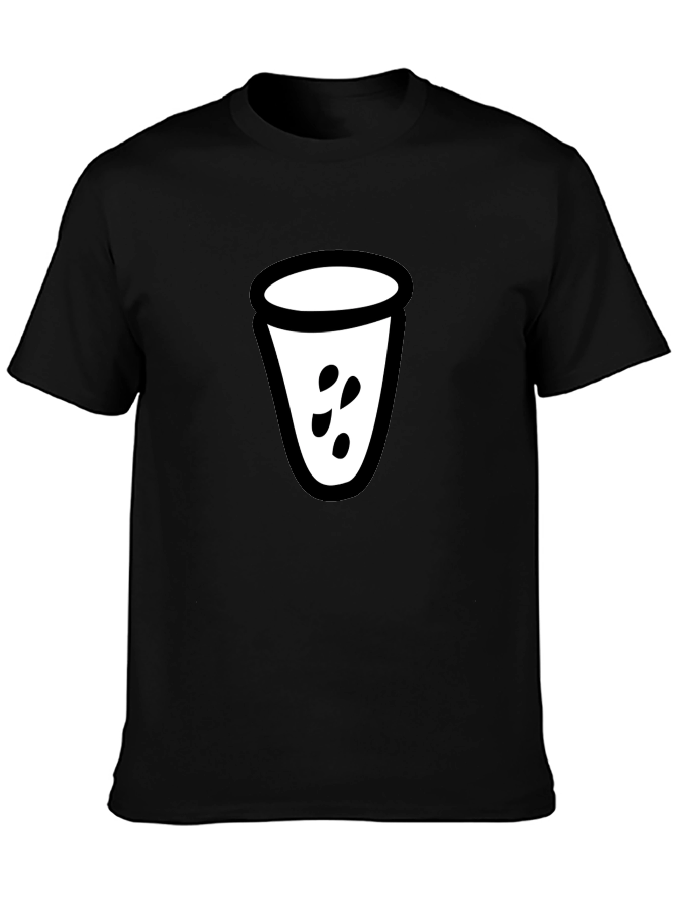 Mens Black T-Shirt with White Cup Graphic