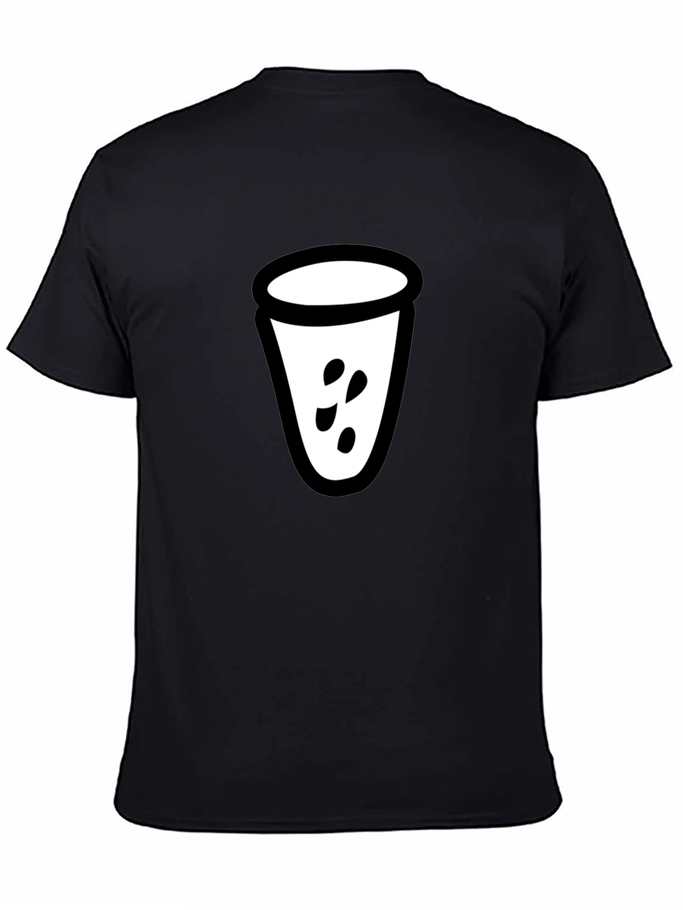Mens Black T-Shirt with White Cup Graphic