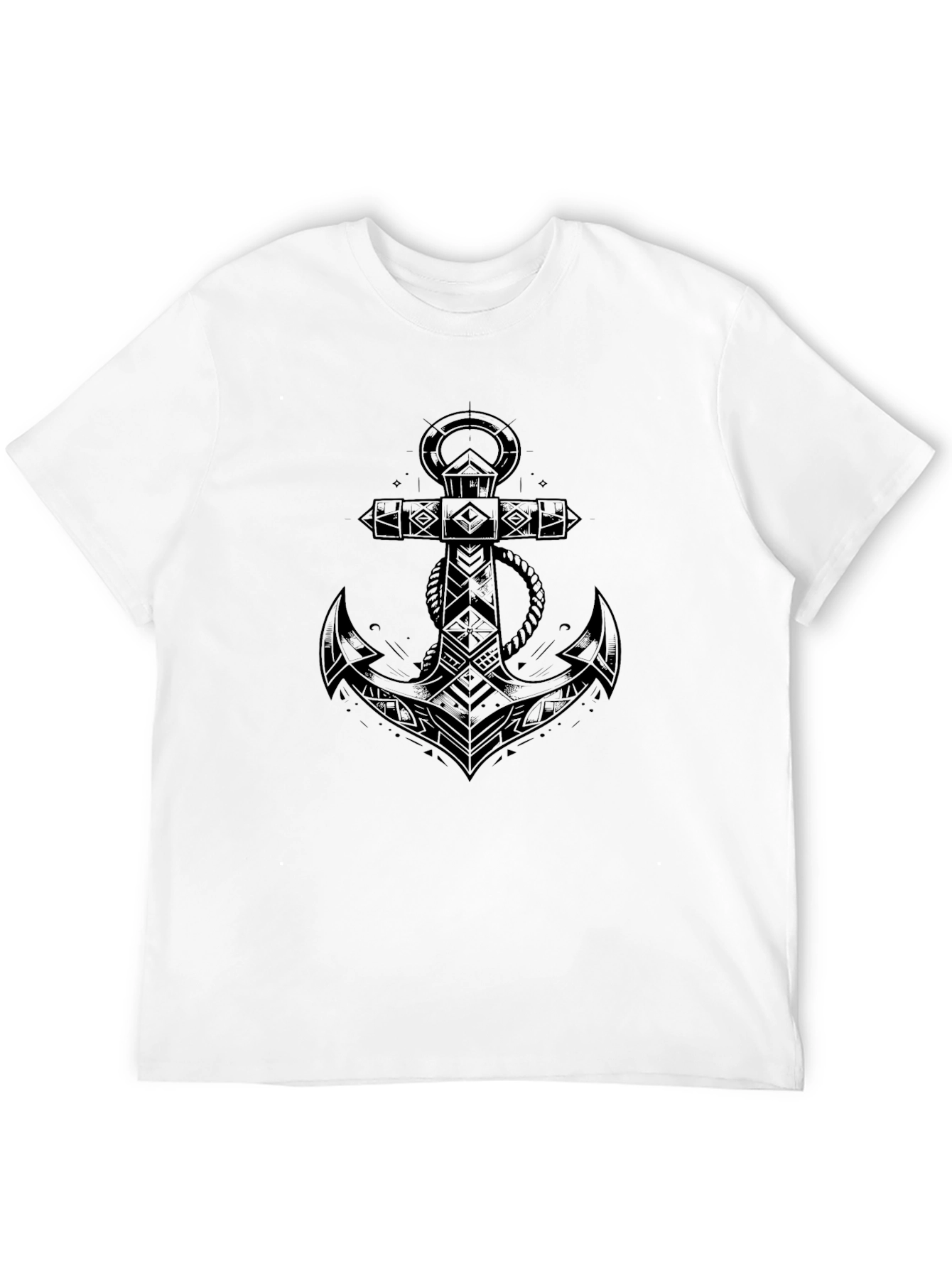 Mens Black Anchor Graphic Tee - Nautical Design