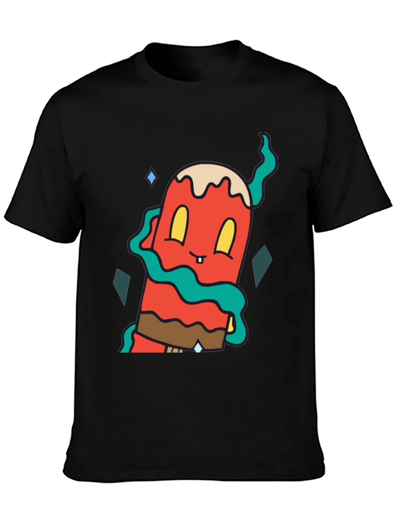Funky Cartoon Character Black T-Shirt