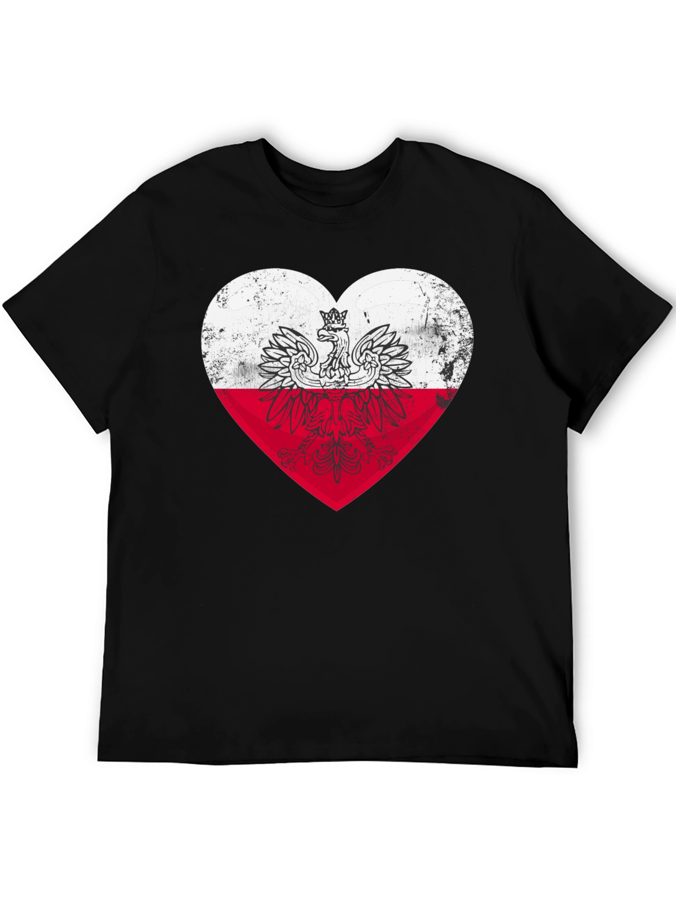 Poland Heart Flag Graphic Tee - Black T-Shirt