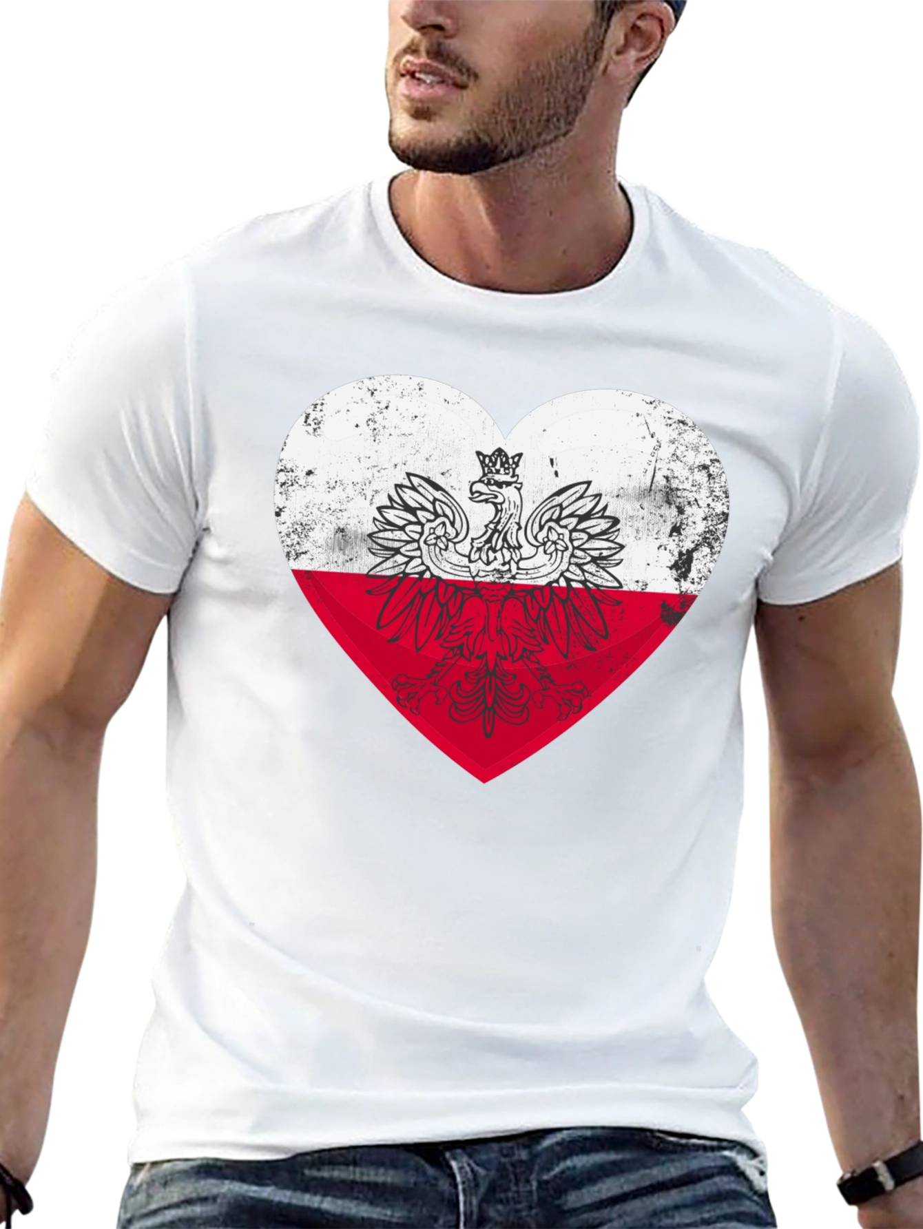 Poland Heart Flag Graphic Tee - Black T-Shirt