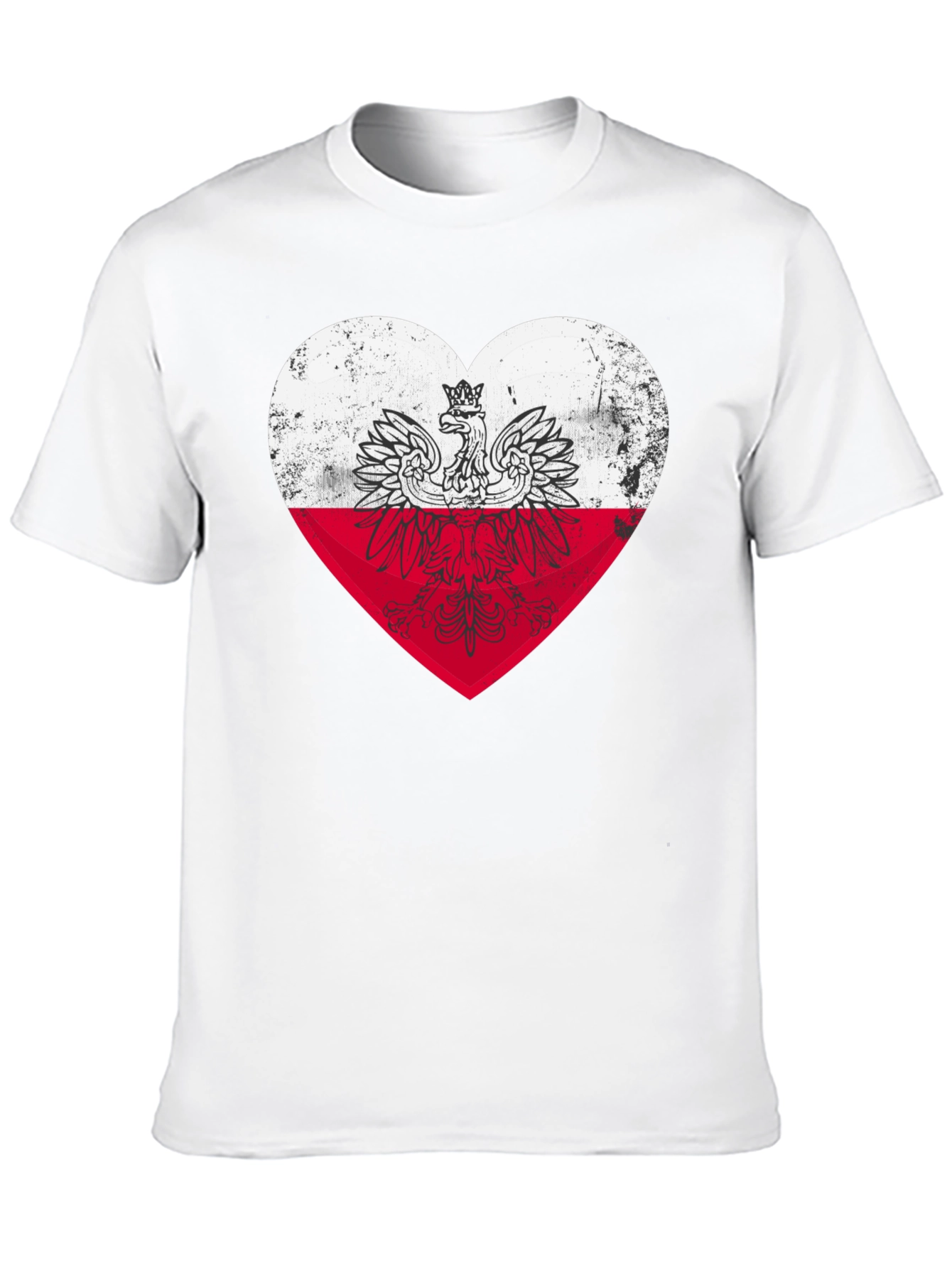 Poland Heart Flag Graphic Tee - Black T-Shirt