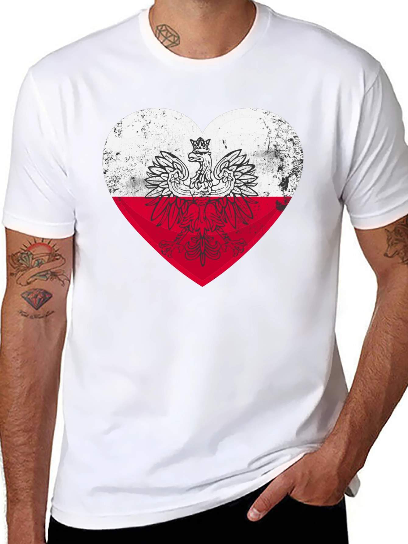 Poland Heart Flag Graphic Tee - Black T-Shirt