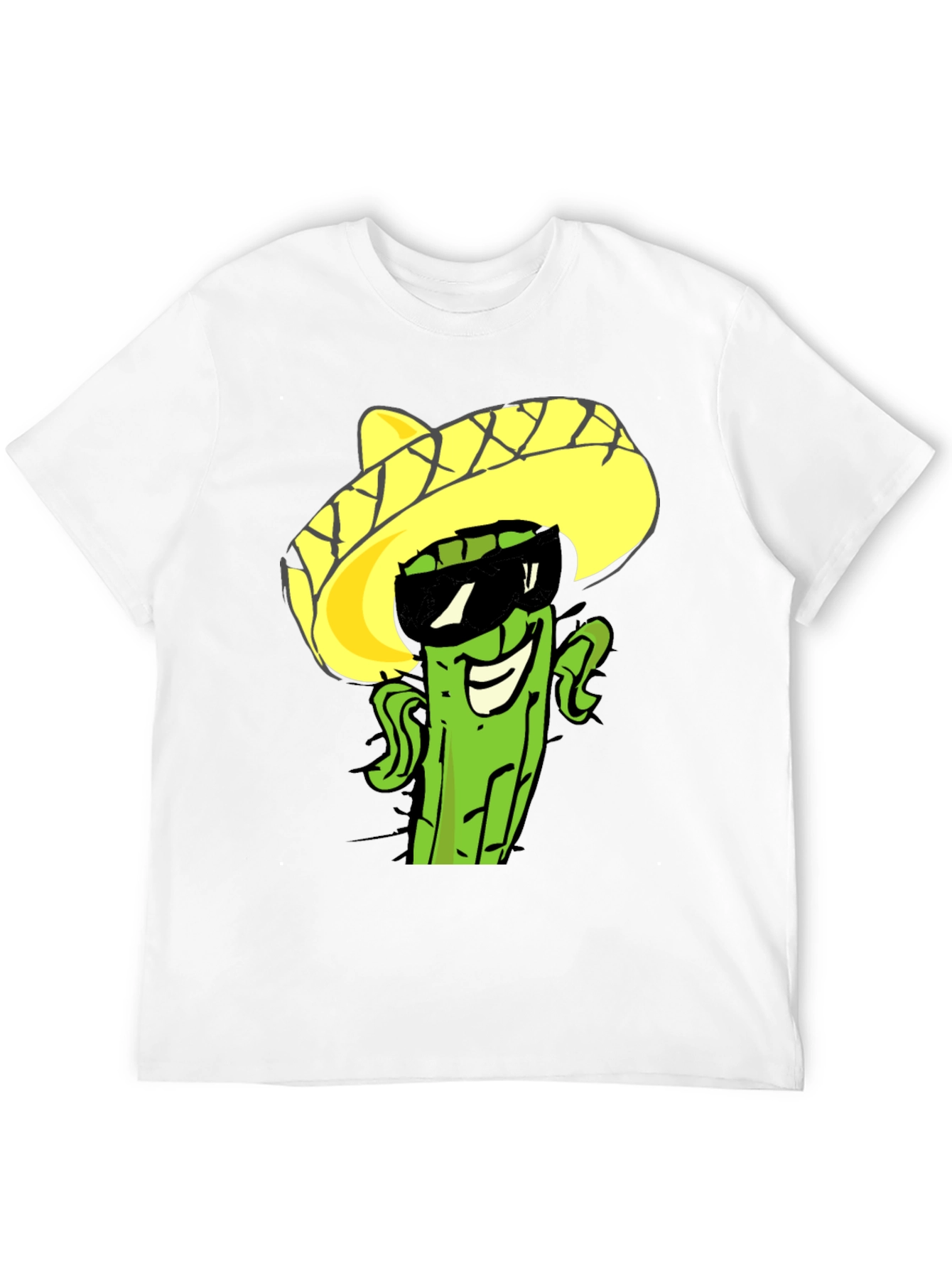 Cool Cactus Sombrero Graphic Tee - Black