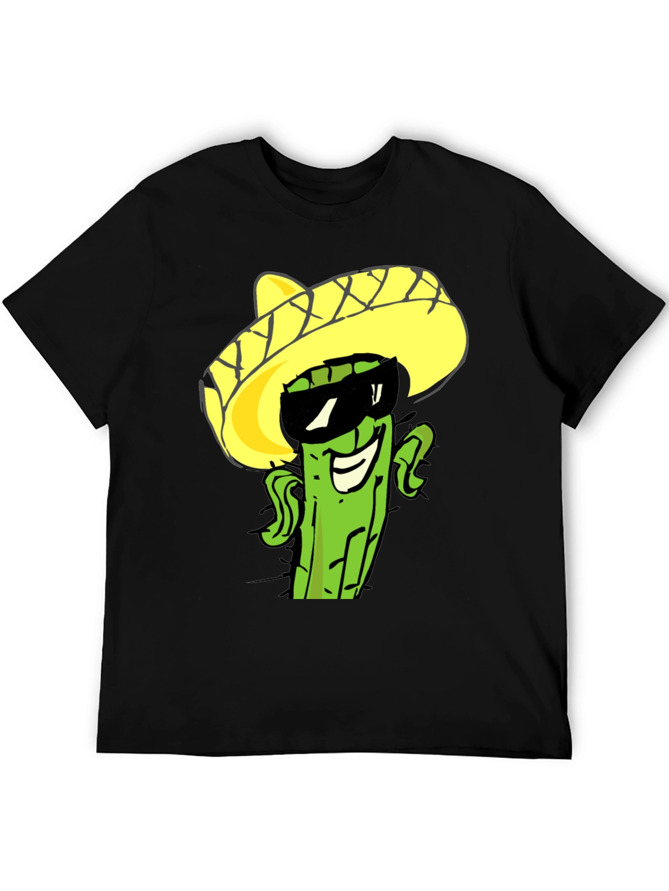Cool Cactus Sombrero Graphic Tee - Black