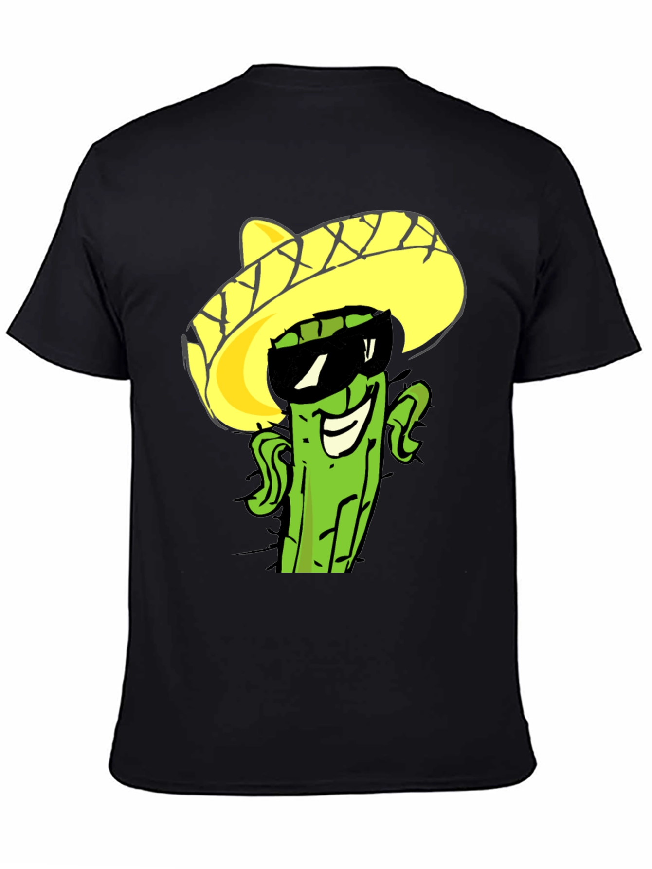 Cool Cactus Sombrero Graphic Tee - Black