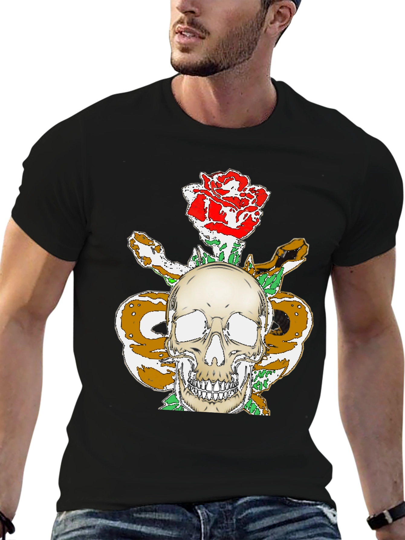 Skull Rose & Snake Graphic Tee
