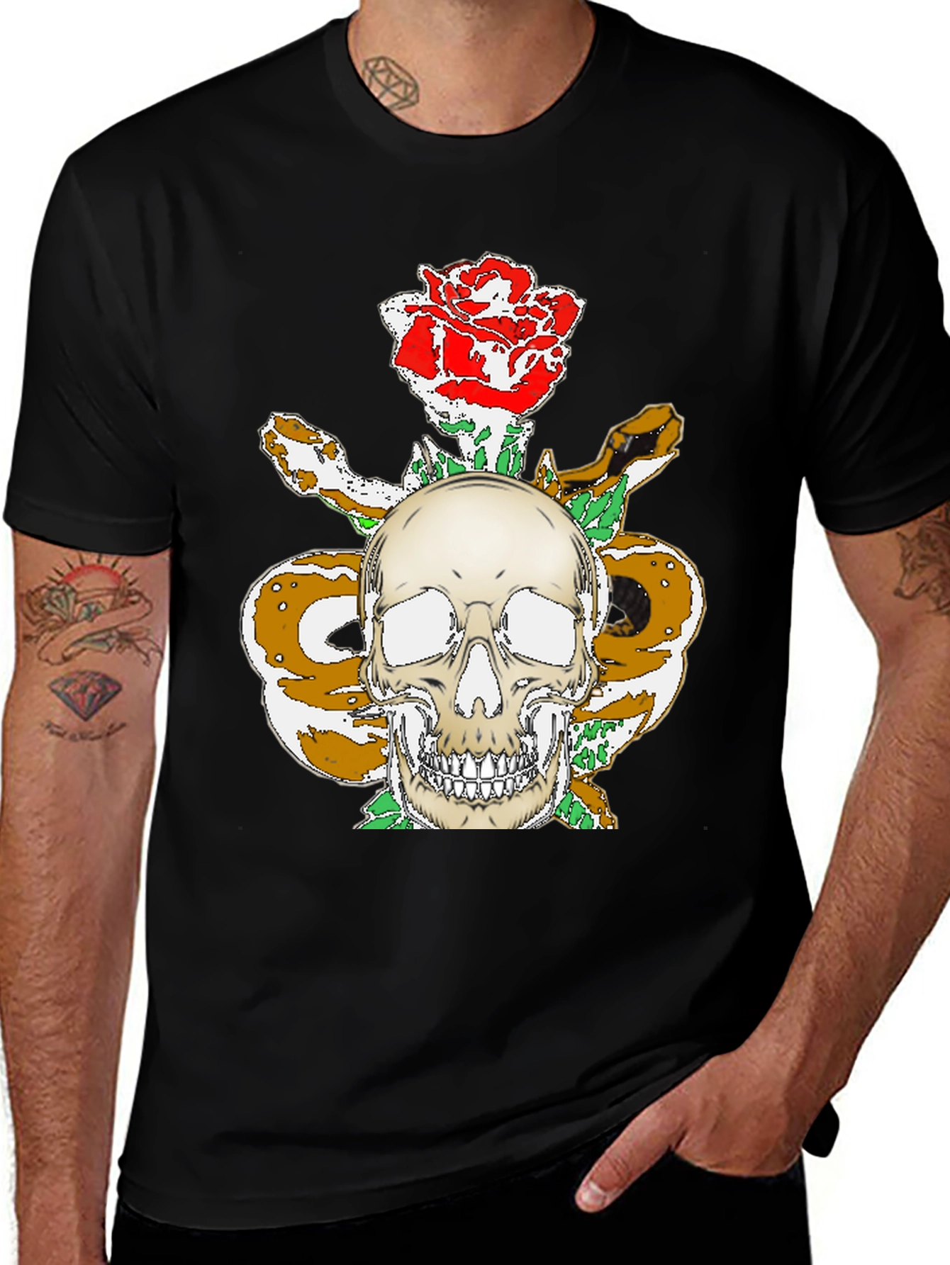 Skull Rose & Snake Graphic Tee