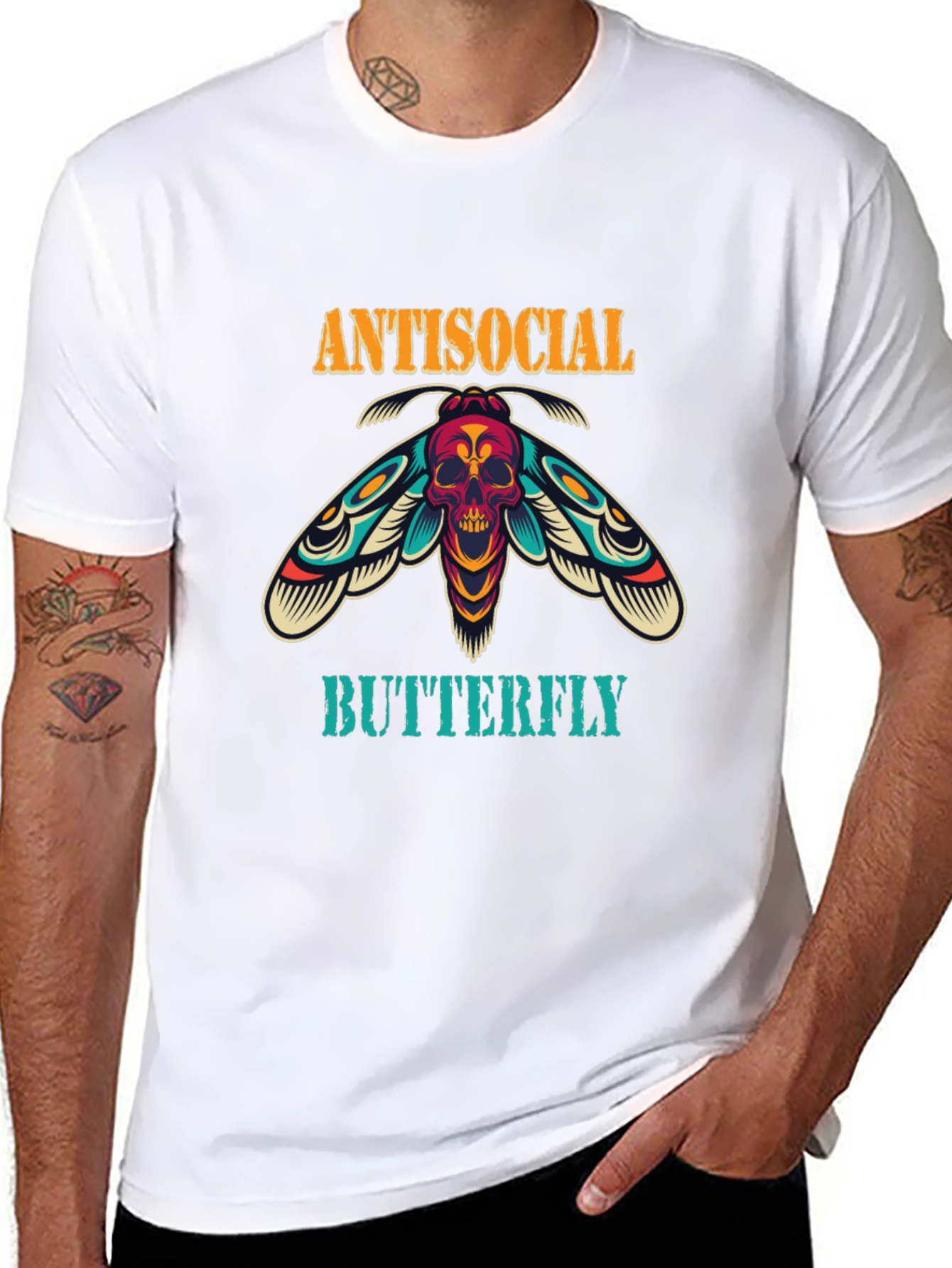 Antisocial Butterfly Graphic Print Black T-Shirt