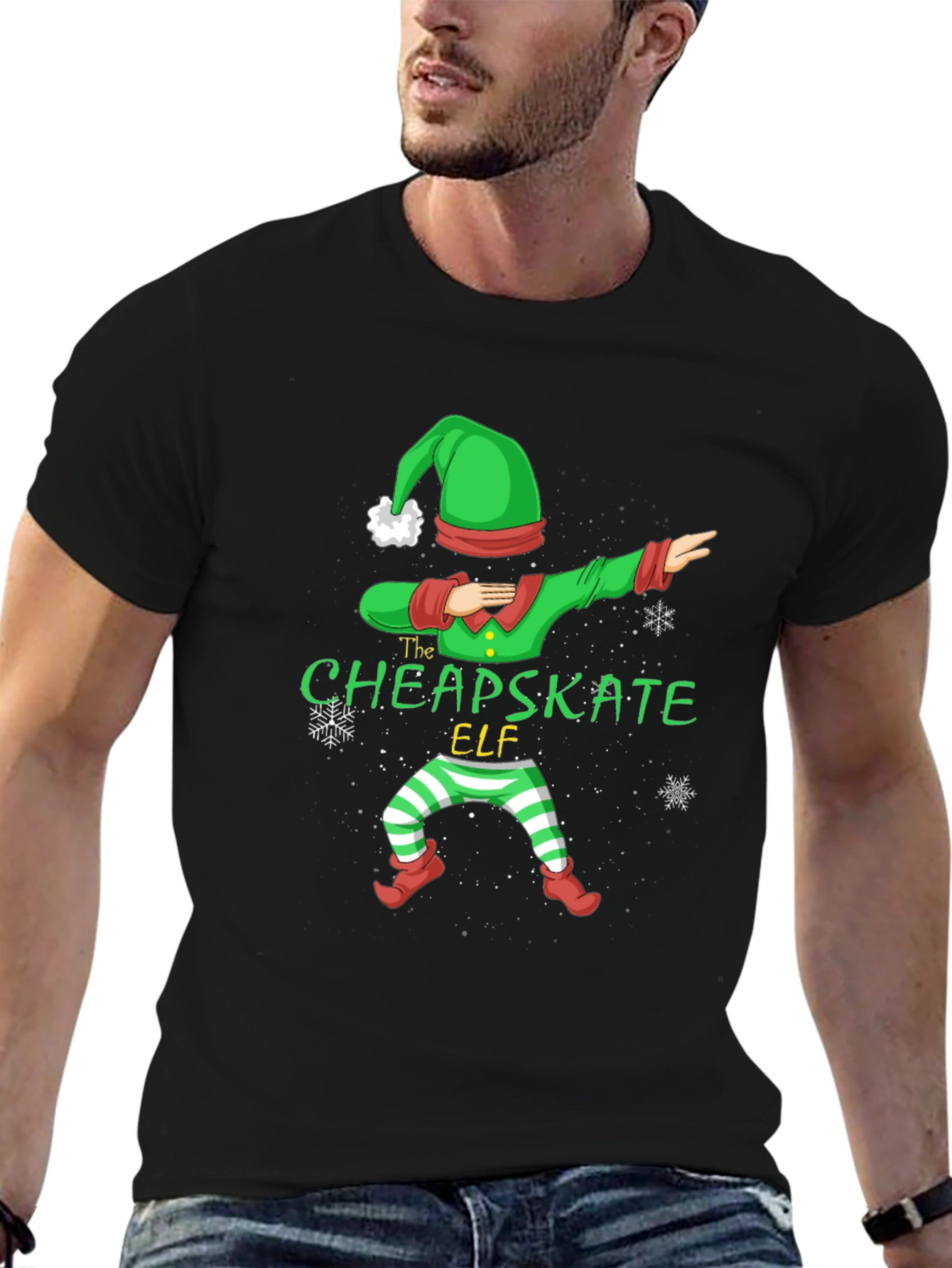 The Cheapskate Elf Dabbing Christmas Tee