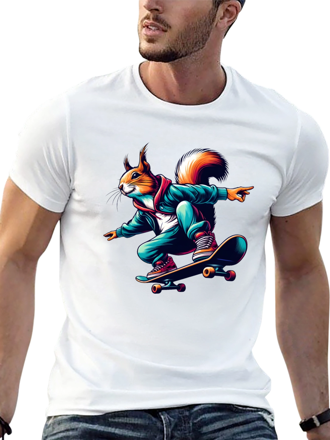 Skateboarding Squirrel Graphic Tee
