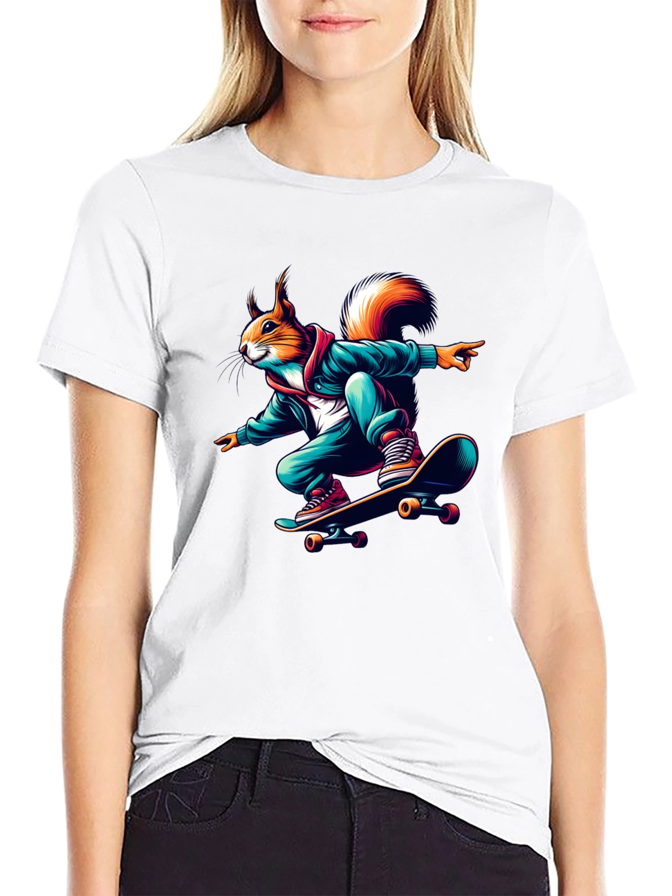 Skateboarding Squirrel Graphic Tee